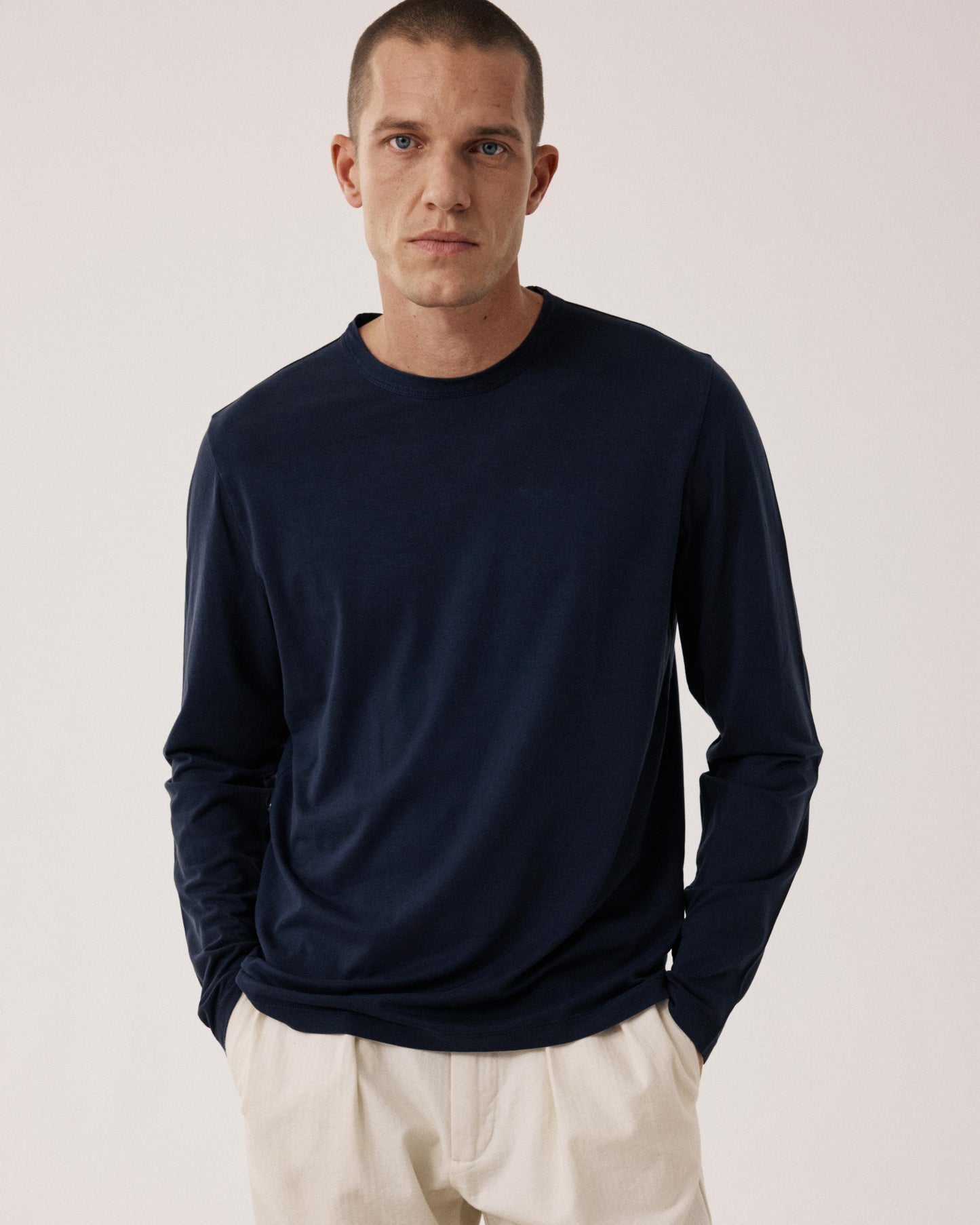 T-shirt Homme en Jersey de Lyocell & Coton Bleu Nuit BF77305-03