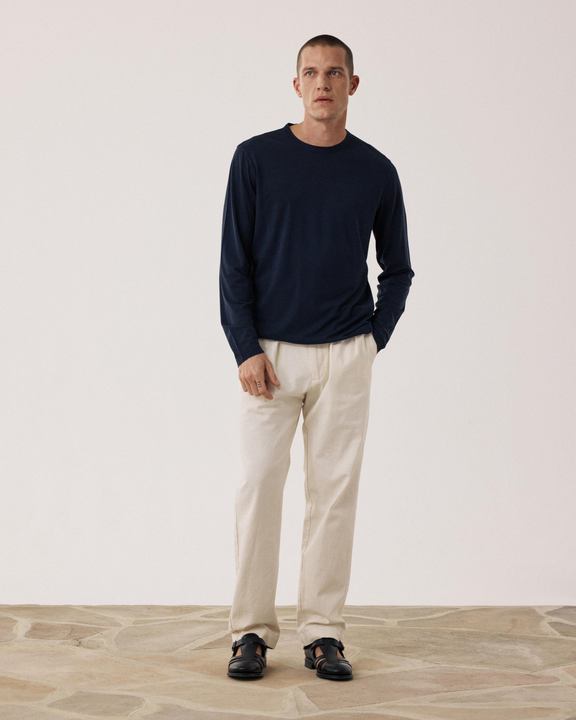 T-shirt Homme en Jersey de Lyocell & Coton Bleu Nuit BF77305-03