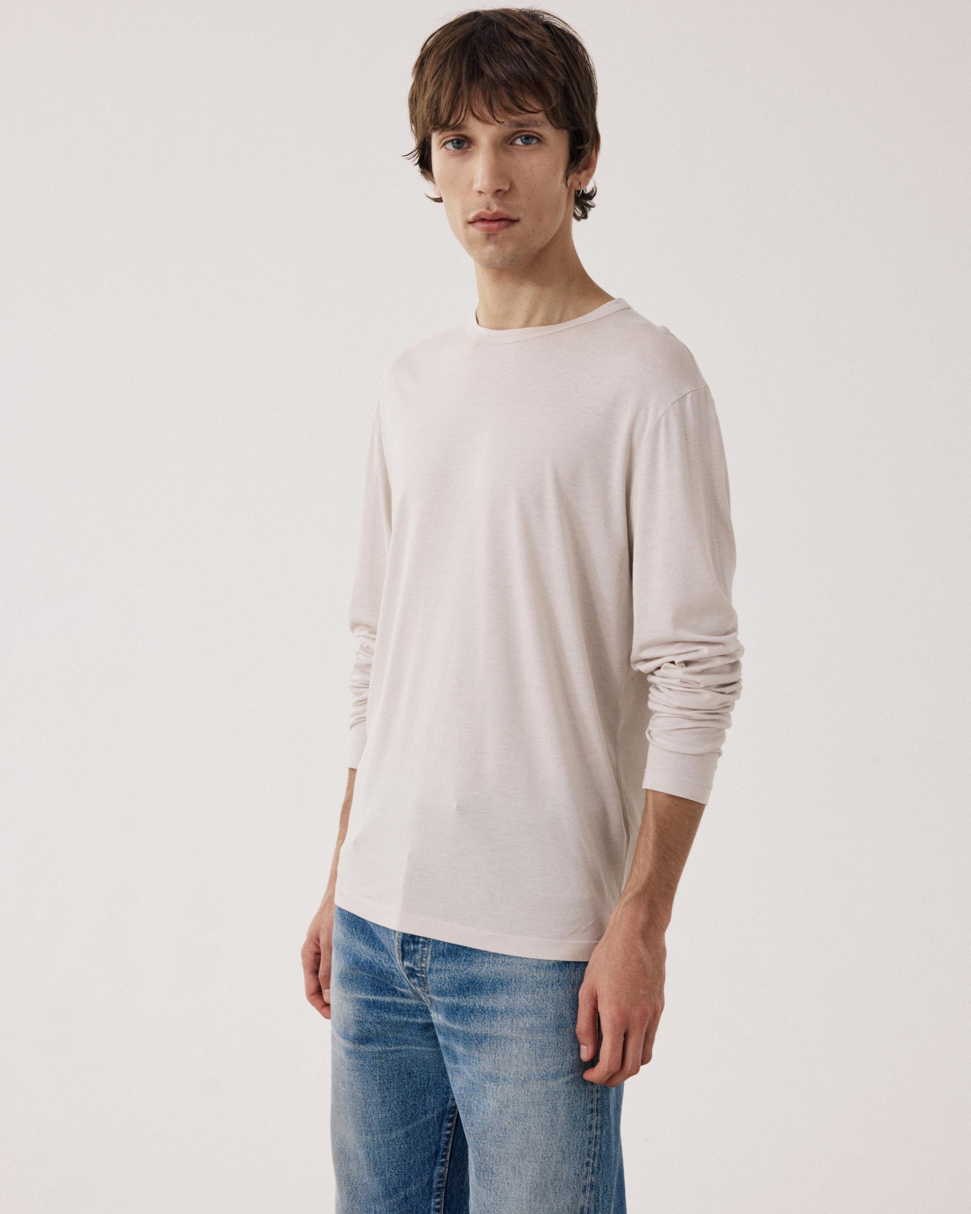 T-shirt Homme en Jersey de Lyocell & Coton Beige BF77305-12