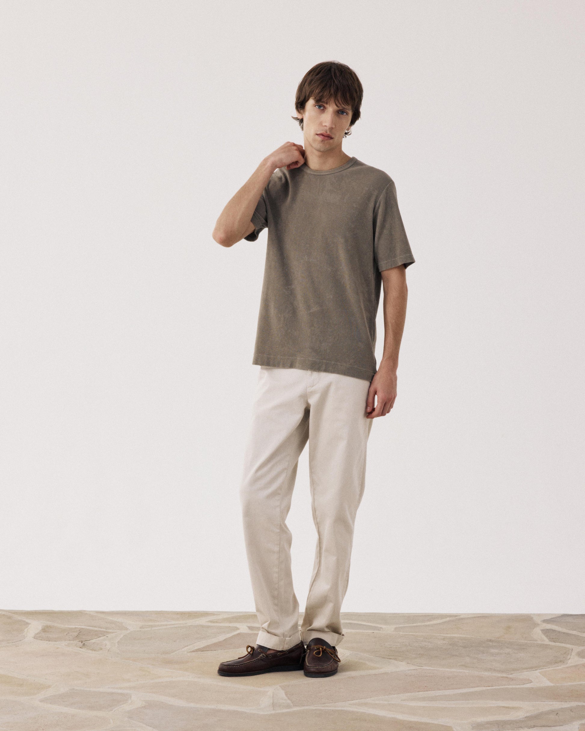 T-shirt Homme en Eponge Taupe BF80306-10