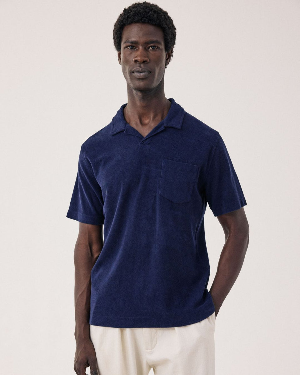 Polo Homme en Eponge Bleu Marine - Image principale