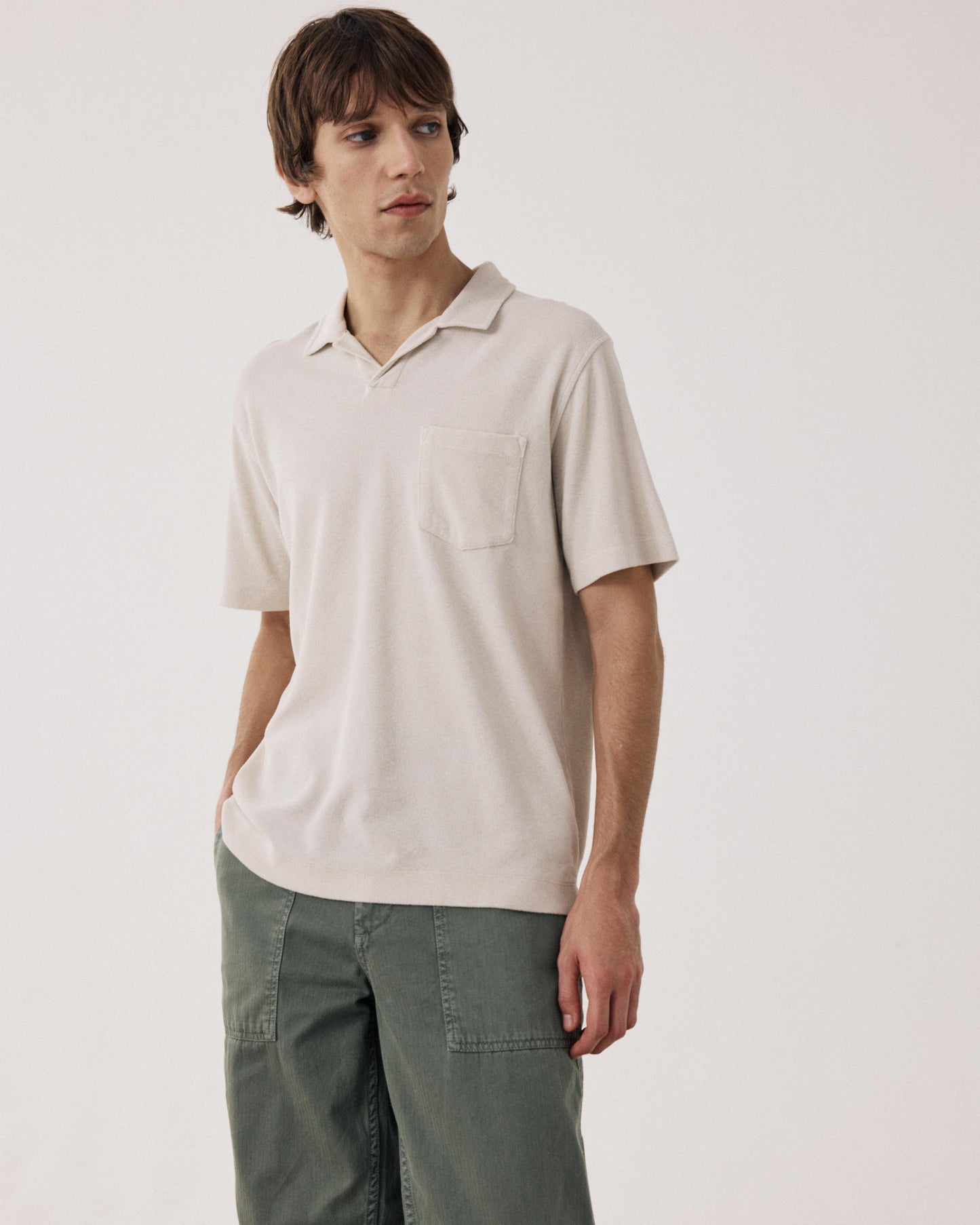 Men's Beige Terry Cloth Polo Shirt BF81306-12