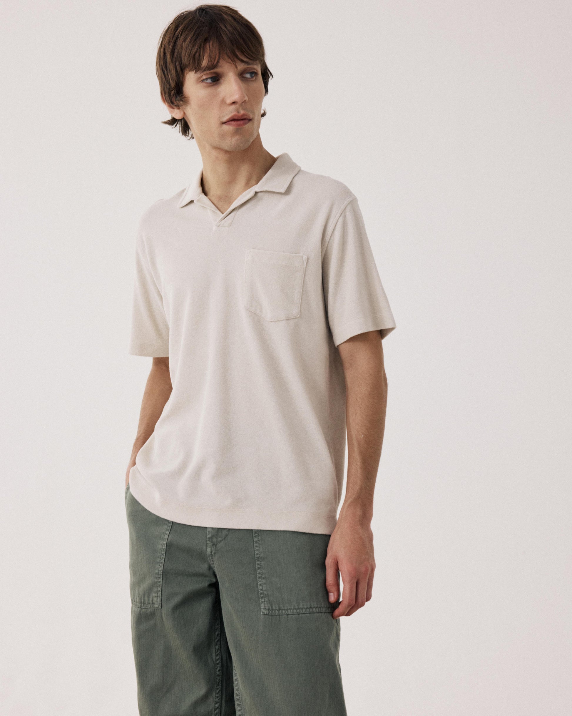 Men's Beige Terry Cloth Polo Shirt BF81306-12