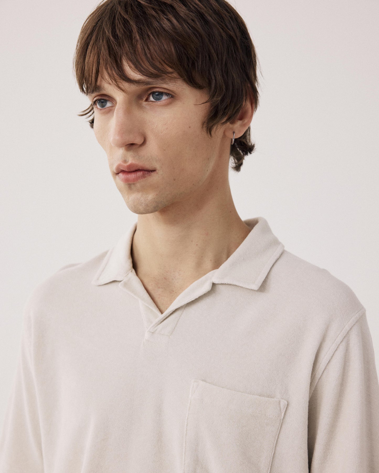 Men's Beige Terry Cloth Polo Shirt BF81306-12