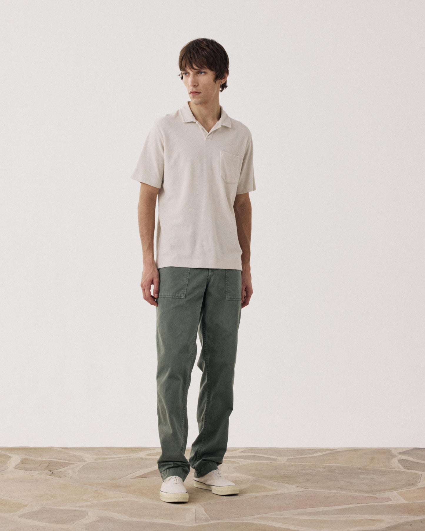 Men's Beige Terry Cloth Polo Shirt BF81306-12