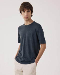 T-shirt Homme en Lin Carbone Crew BF84307-02
