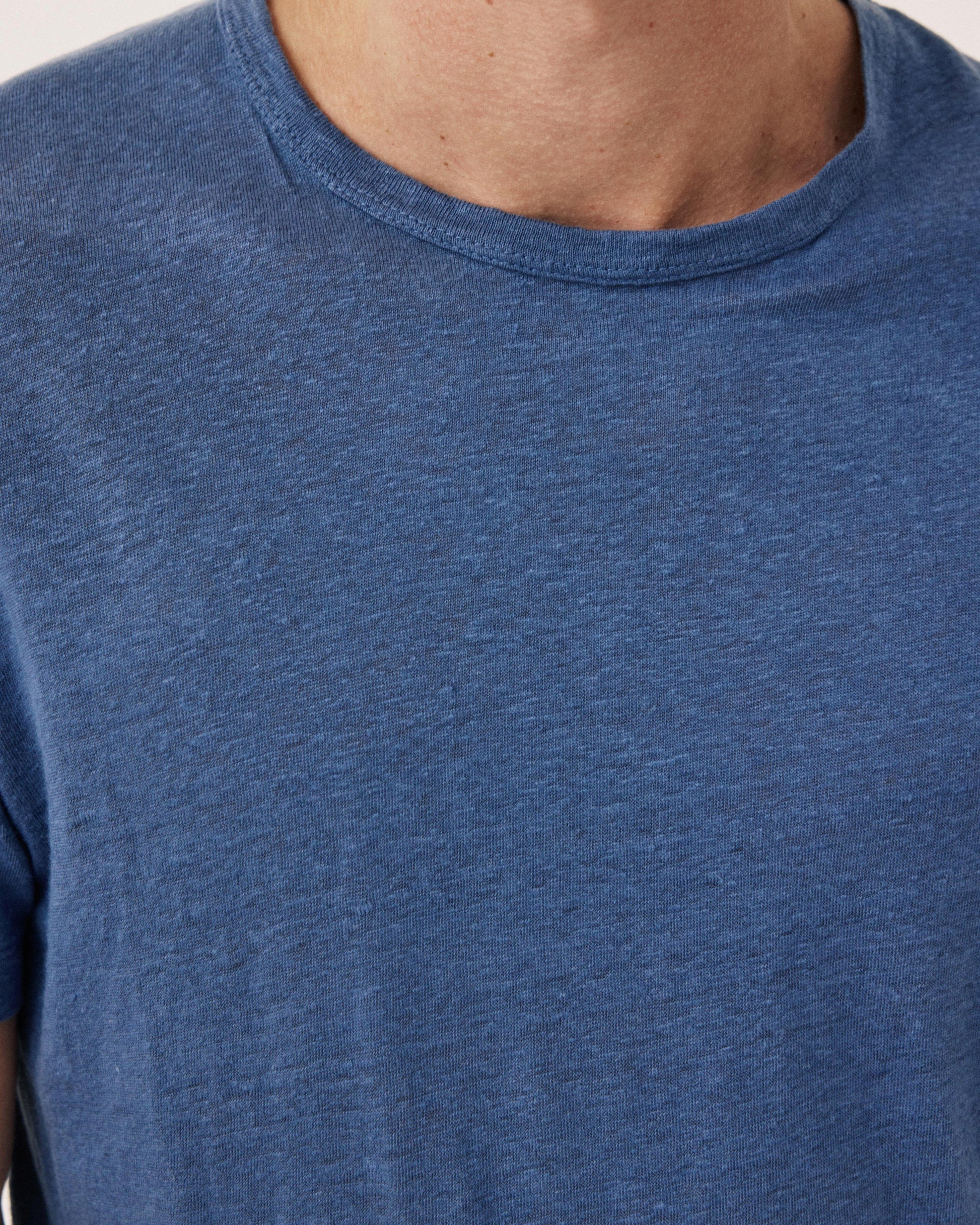 Men's Denim Blue Linen T-shirt Crew BF84307-05