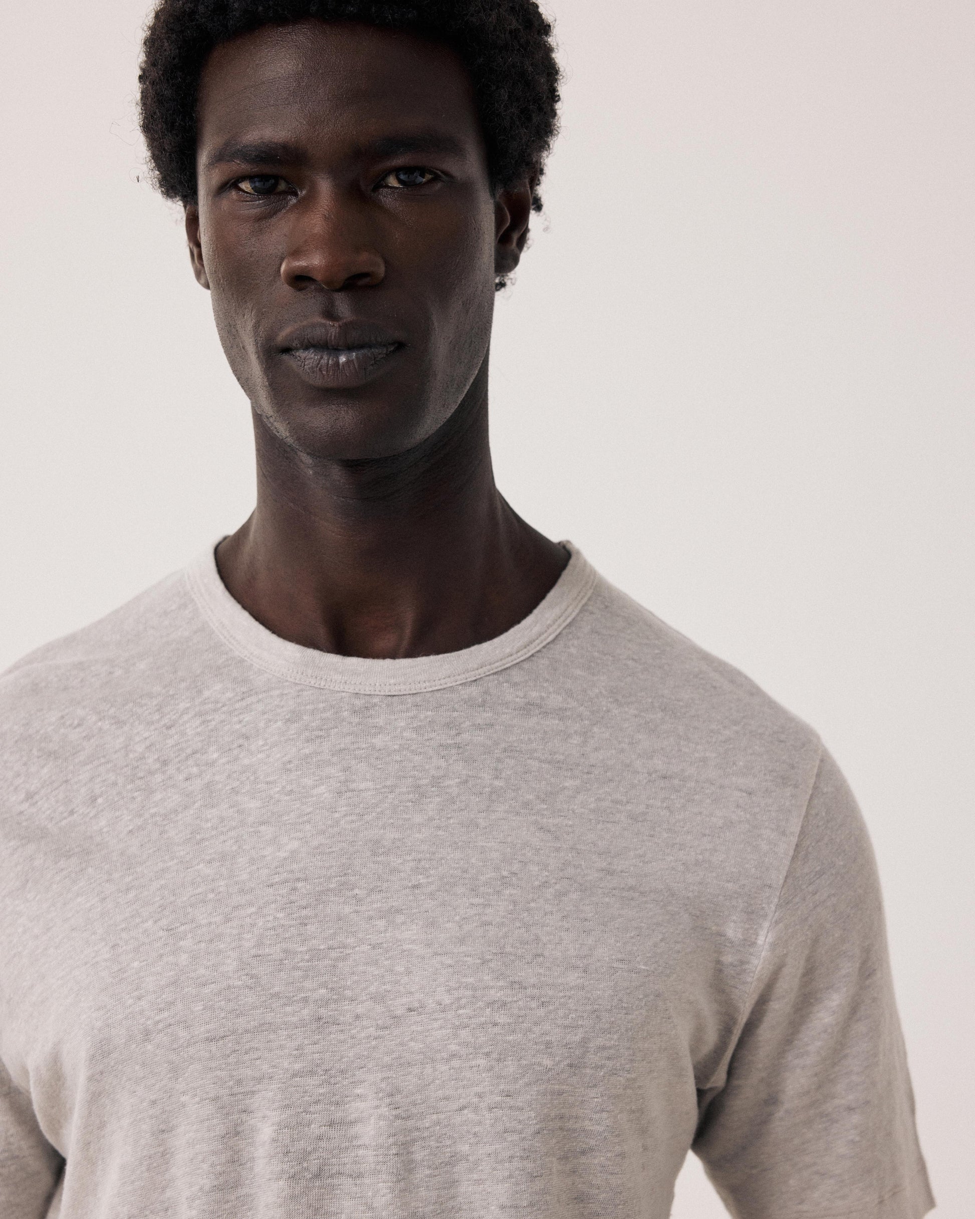 T-shirt Homme en Lin Beige Linen Crew Ss BF84307-10