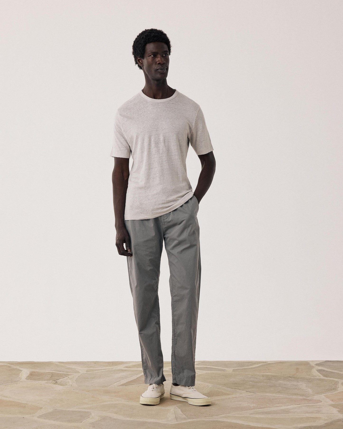 T-shirt Homme en Lin Beige Linen Crew Ss BF84307-10