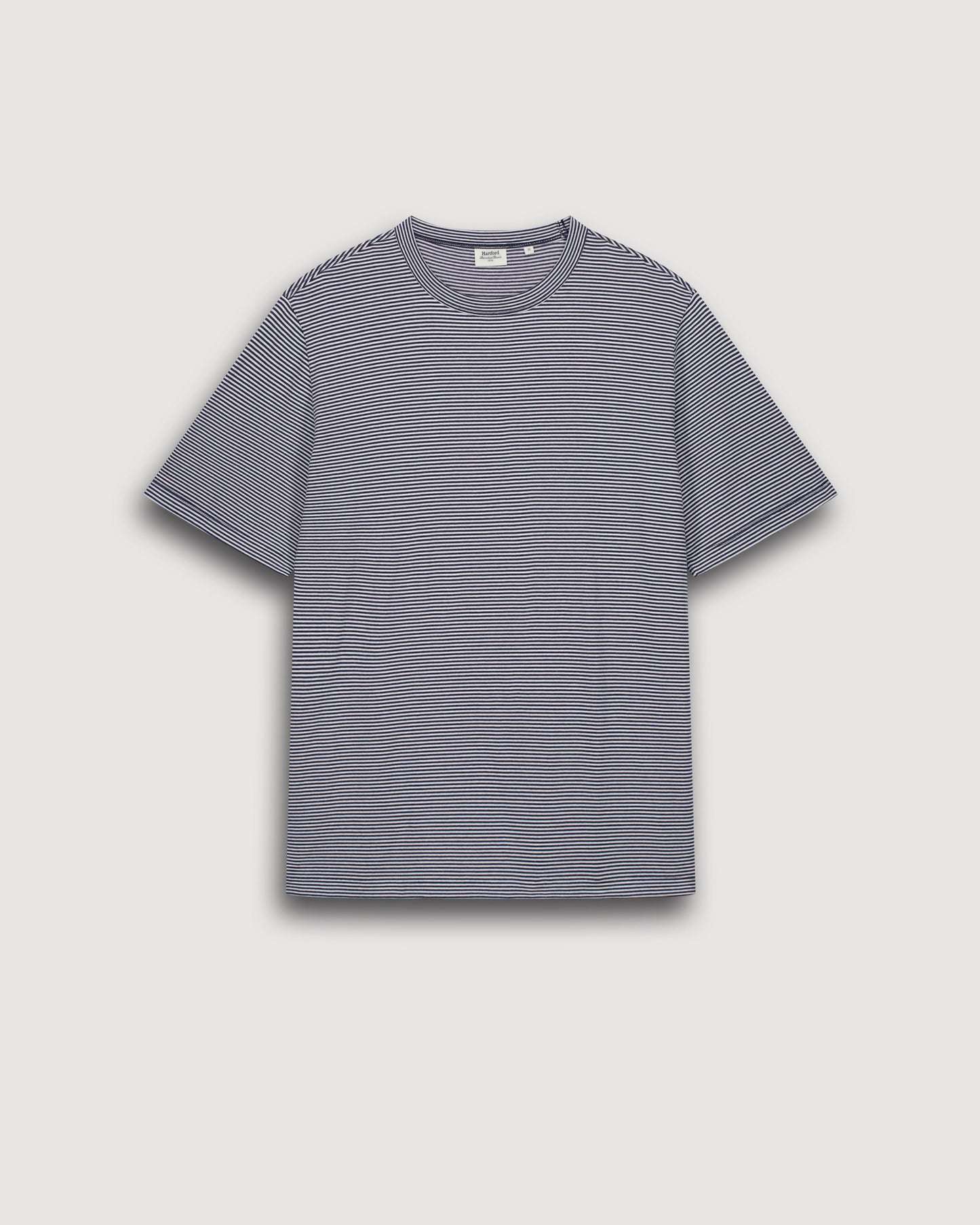 T-shirt Homme en Jersey Rayé Marine & Blanc BF89309-01