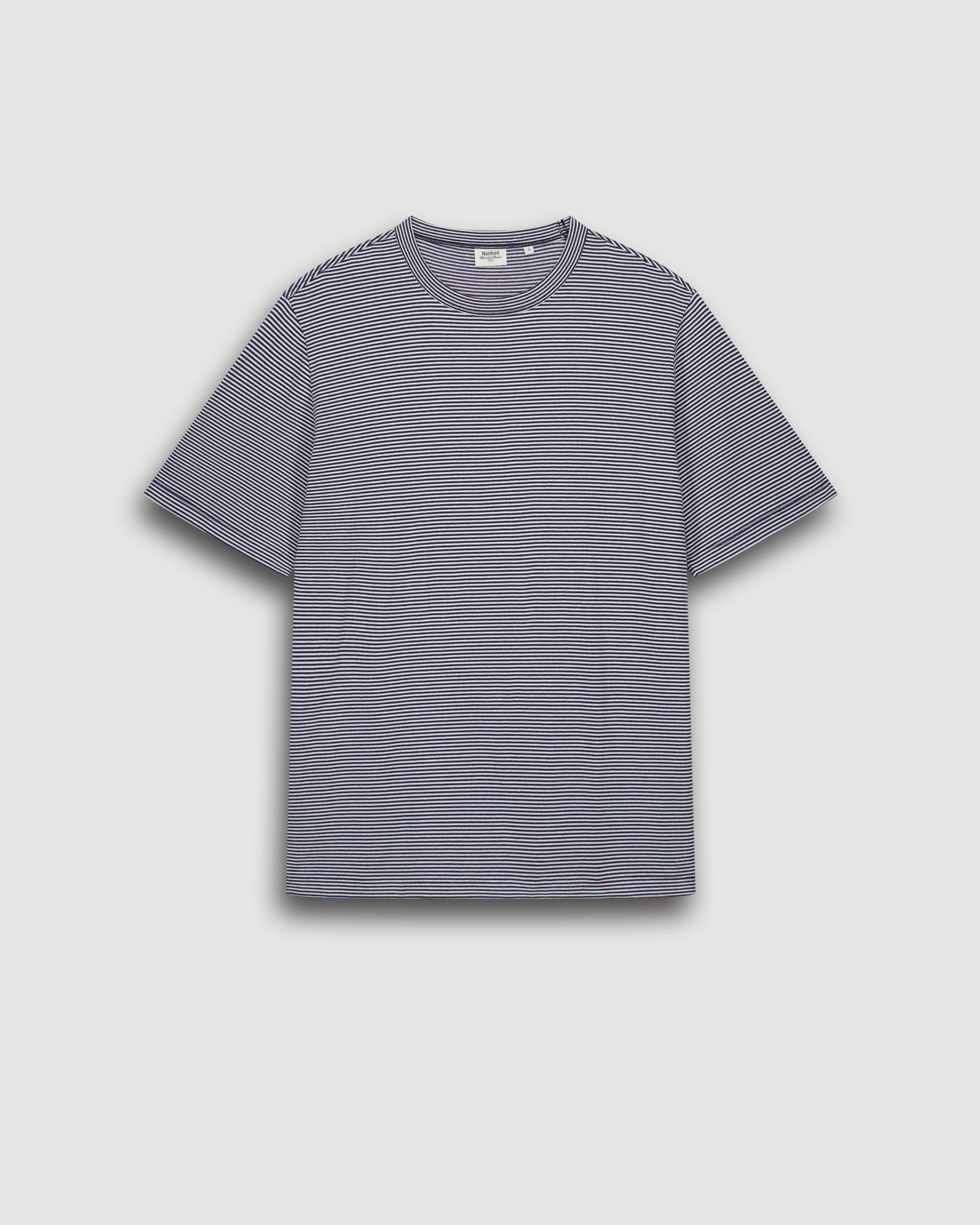 T-shirt Homme en Jersey Rayé Marine & Blanc BF89309-01