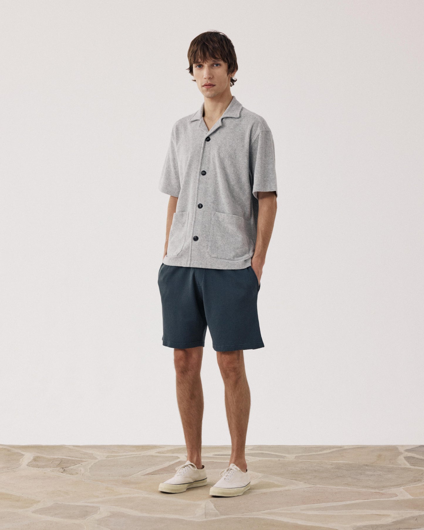 Bermuda Homme en jersey de coton gaufré carbone BF93310-02