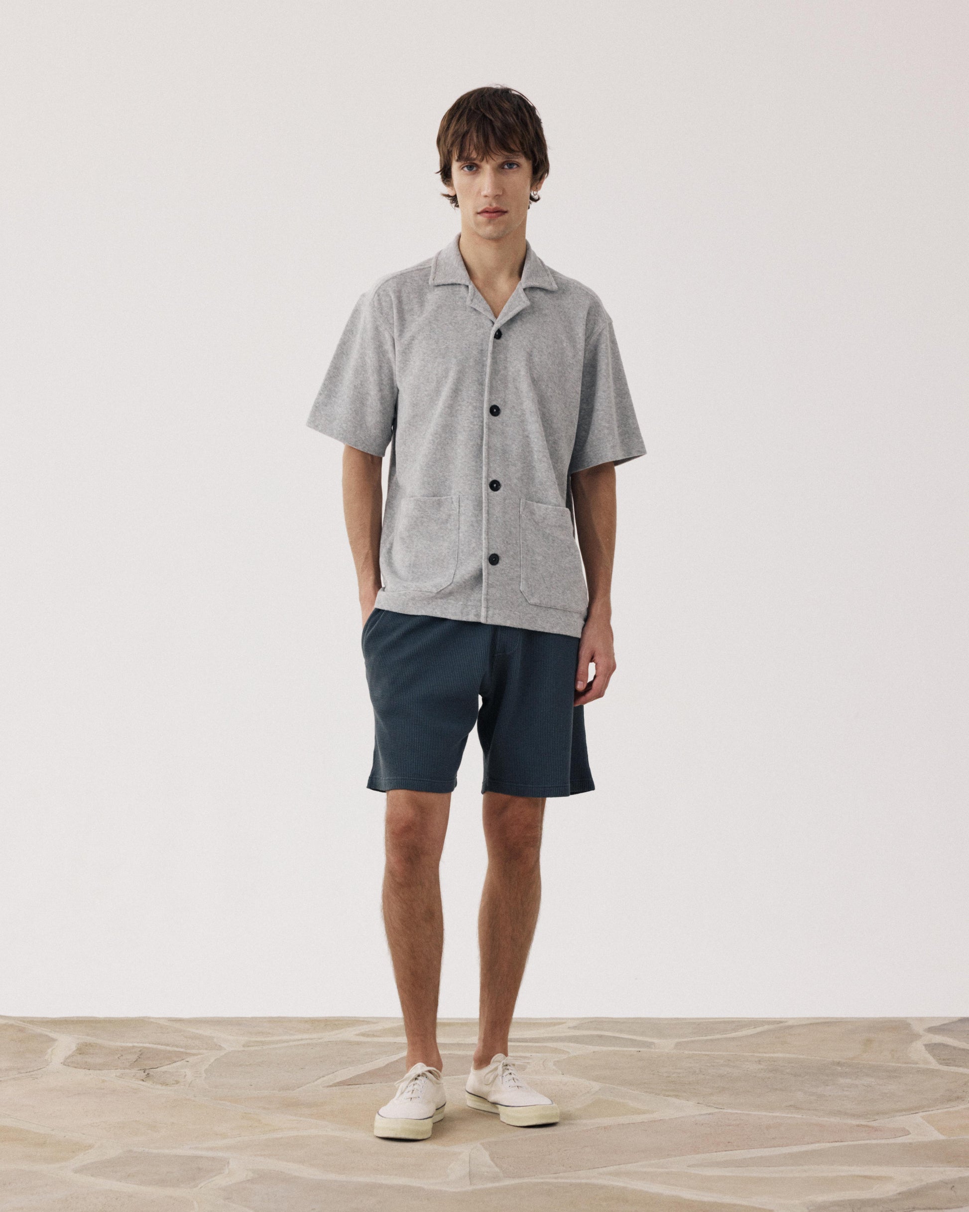 Bermuda Homme en jersey de coton gaufré carbone BF93310-02