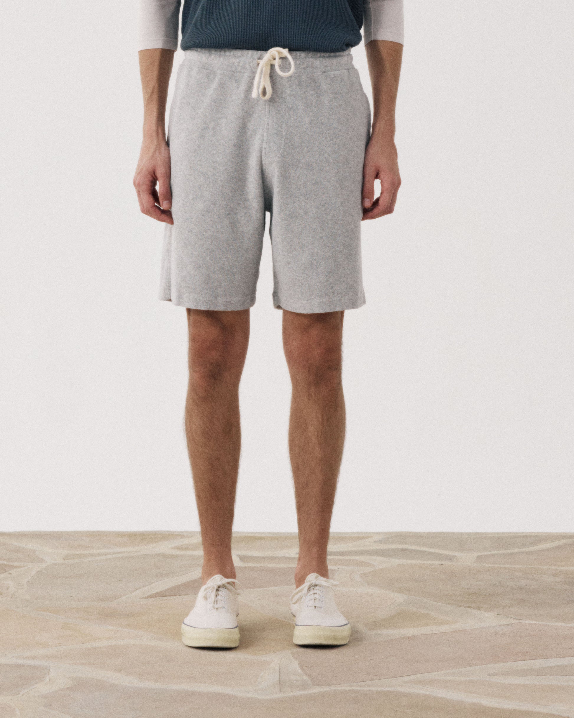 Short Homme en Eponge Gris Chiné Bouclette