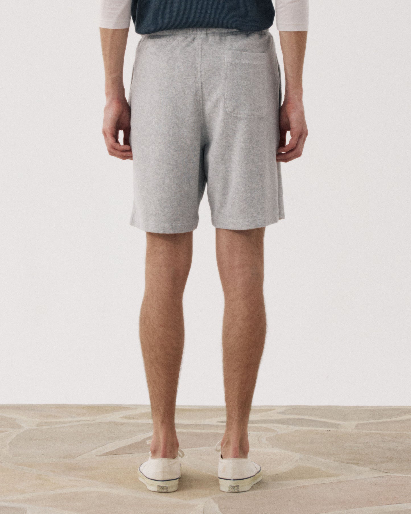 Short Homme en Eponge Gris Chiné Bouclette