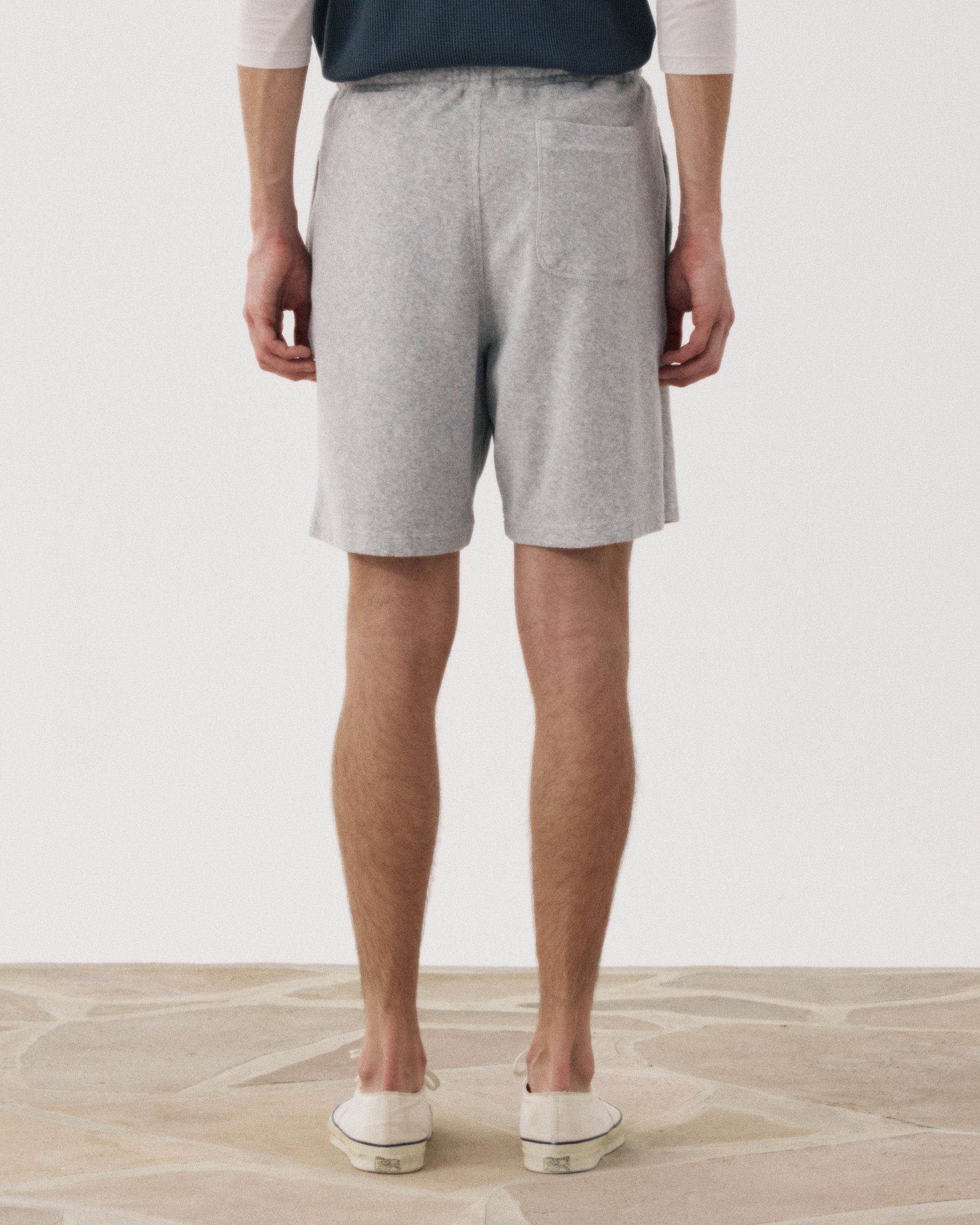 Short Homme en Eponge Gris Chiné Bouclette