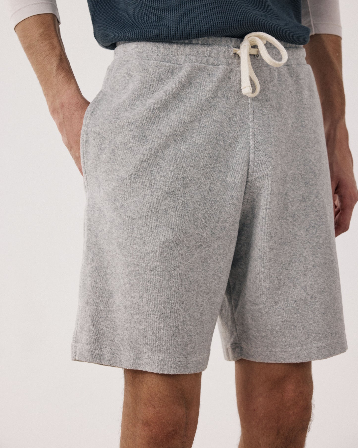 Short Homme en Eponge Gris Chiné Bouclette