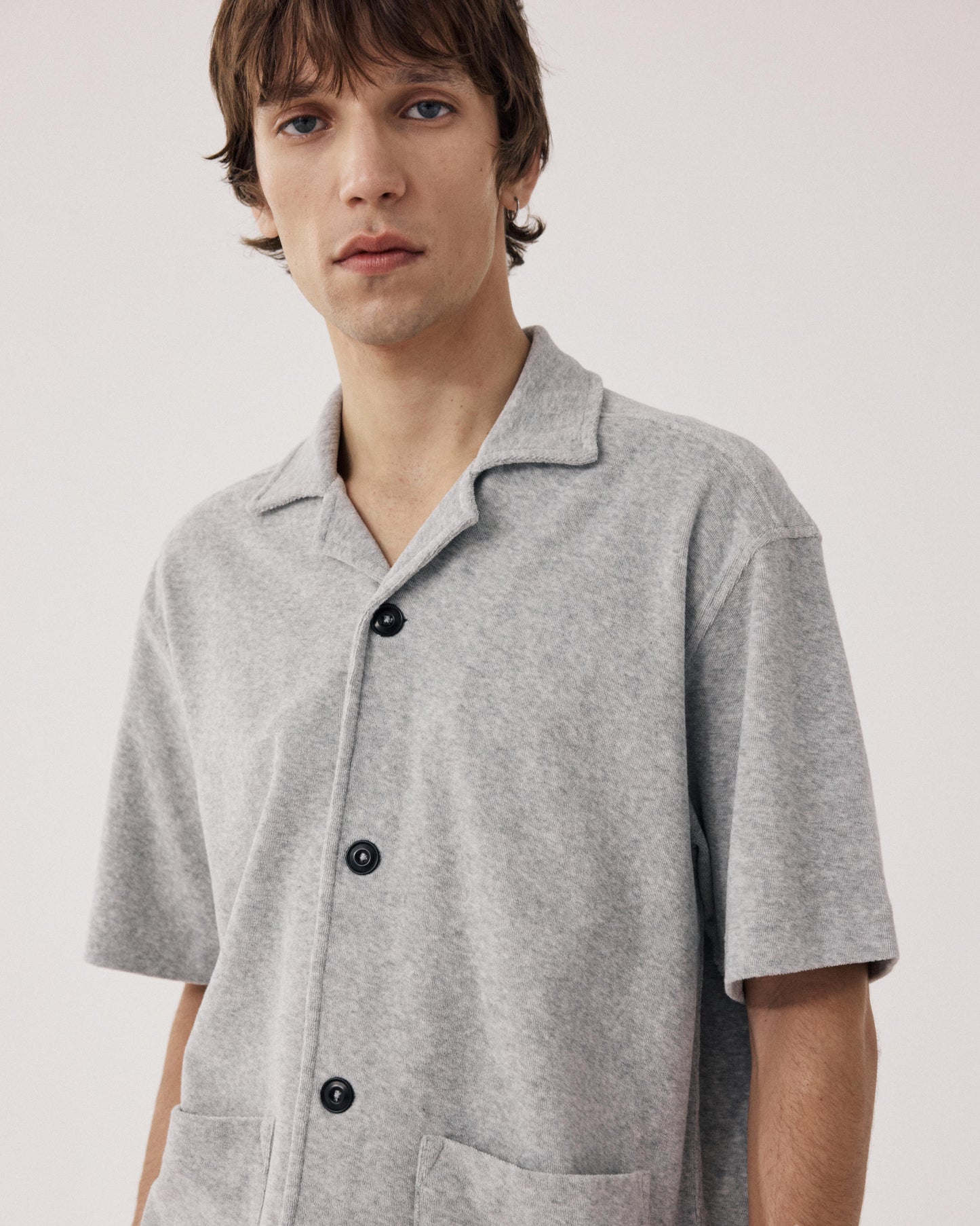 Camisa de hombre de felpa gris jaspeado BF99311-01
