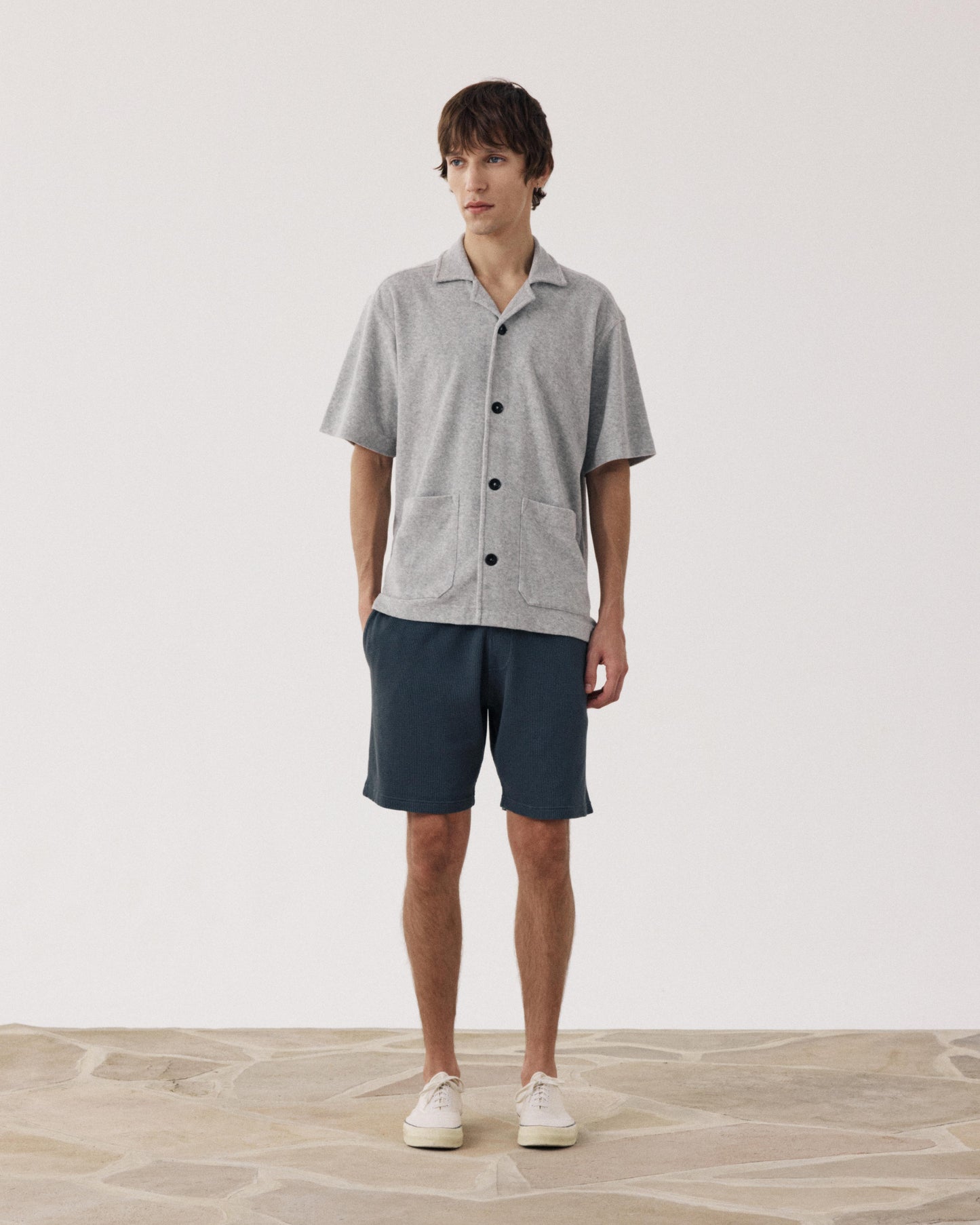 Camisa de hombre de felpa gris jaspeado BF99311-01