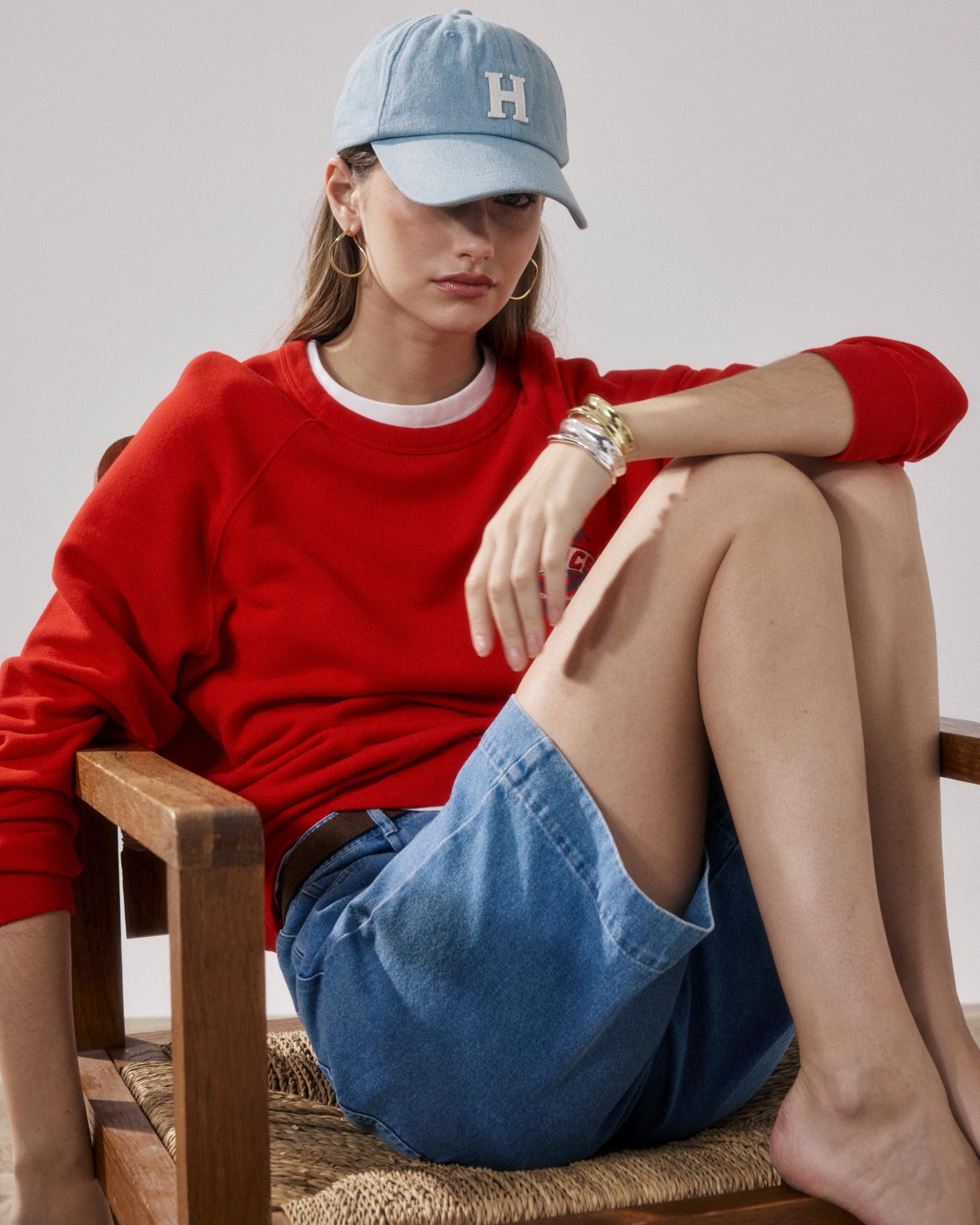 Damescap van lichtblauw Denim Cap H
