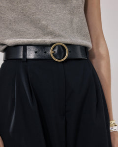 Ceinture Femme en Cuir Suédé Noir Aronde