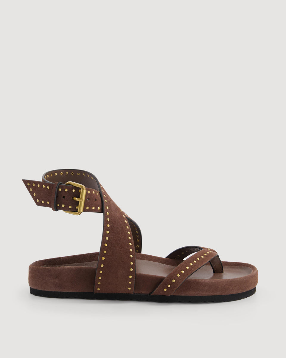 Sandales Femme en Cuir Suédé Chocolat Alba - Image principale