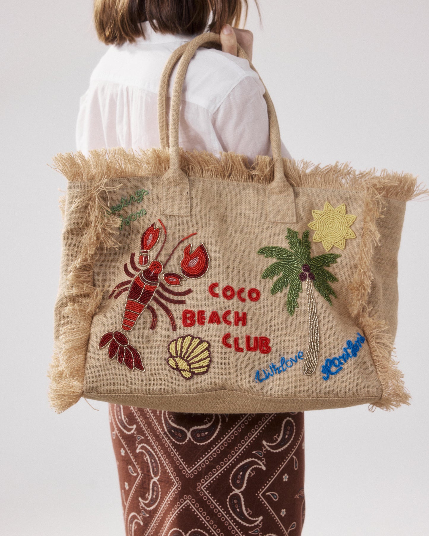 Ariel Beige Jute Women's Bag BFAQ711-01