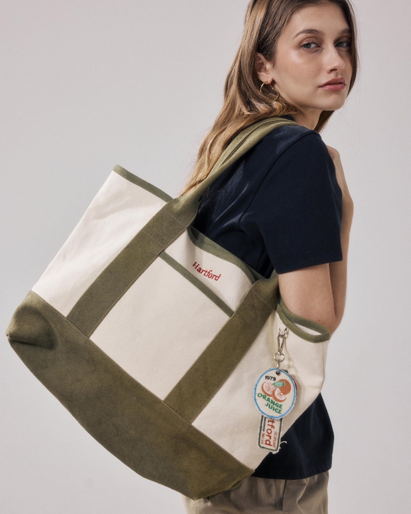 Borsa da donna in cotone verde militare Annabelle