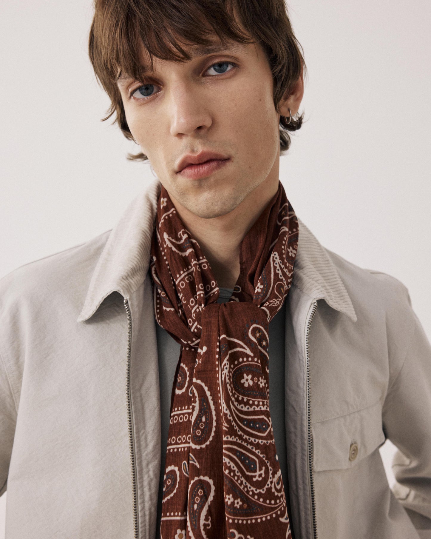 Sciarpa da uomo in Cotone marrone con motivo Bandana BFC7416-03