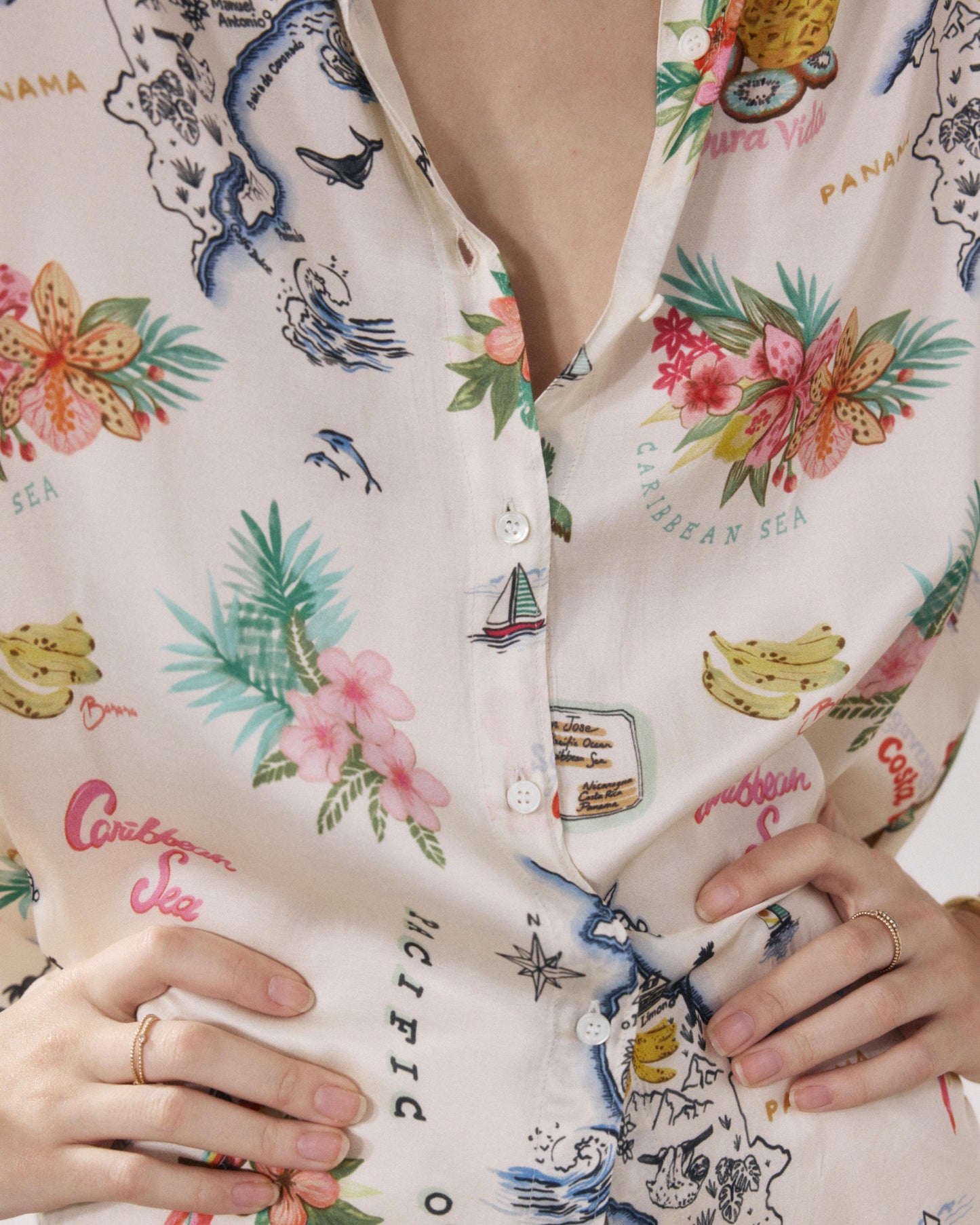 Chemise Femme en Viscose Ecru & Multicouleur Charlot