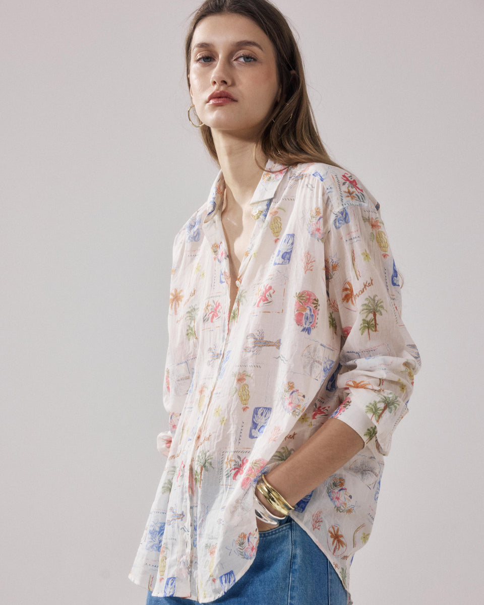 Chemise Femme en Coton Imprimé Blanc & Multicouleur Charlot - Image principale