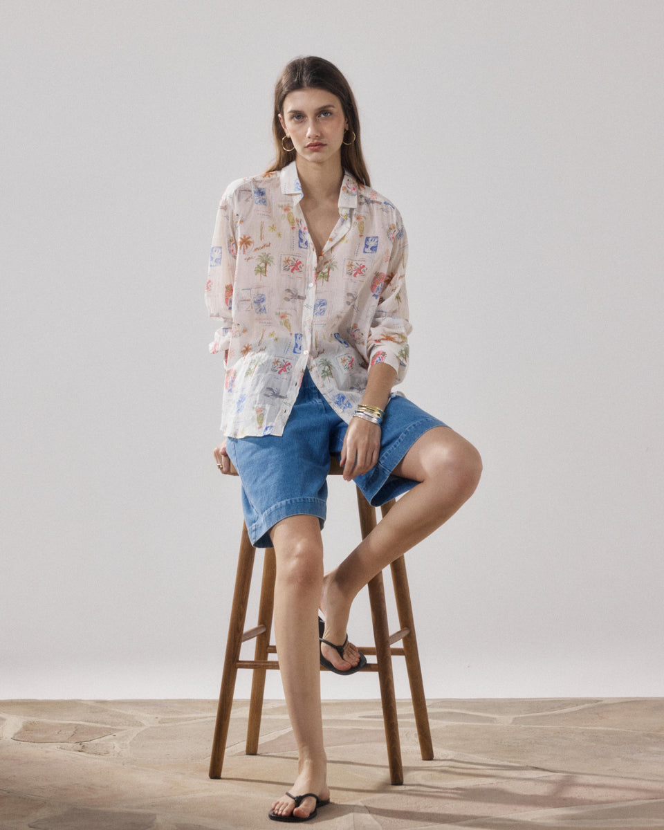 Chemise Femme en Coton Imprimé Blanc & Multicouleur Charlot - Image alternative
