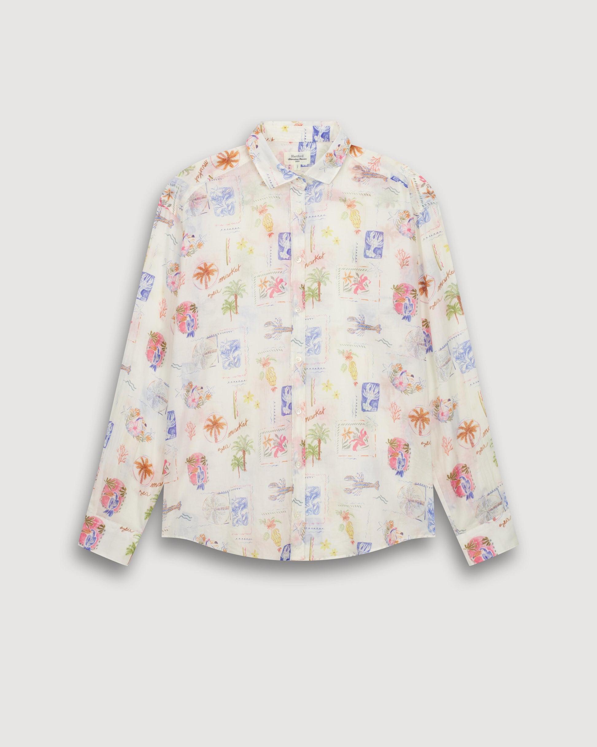 Chemise Femme en Coton Imprimé Blanc & Multicouleur Charlot