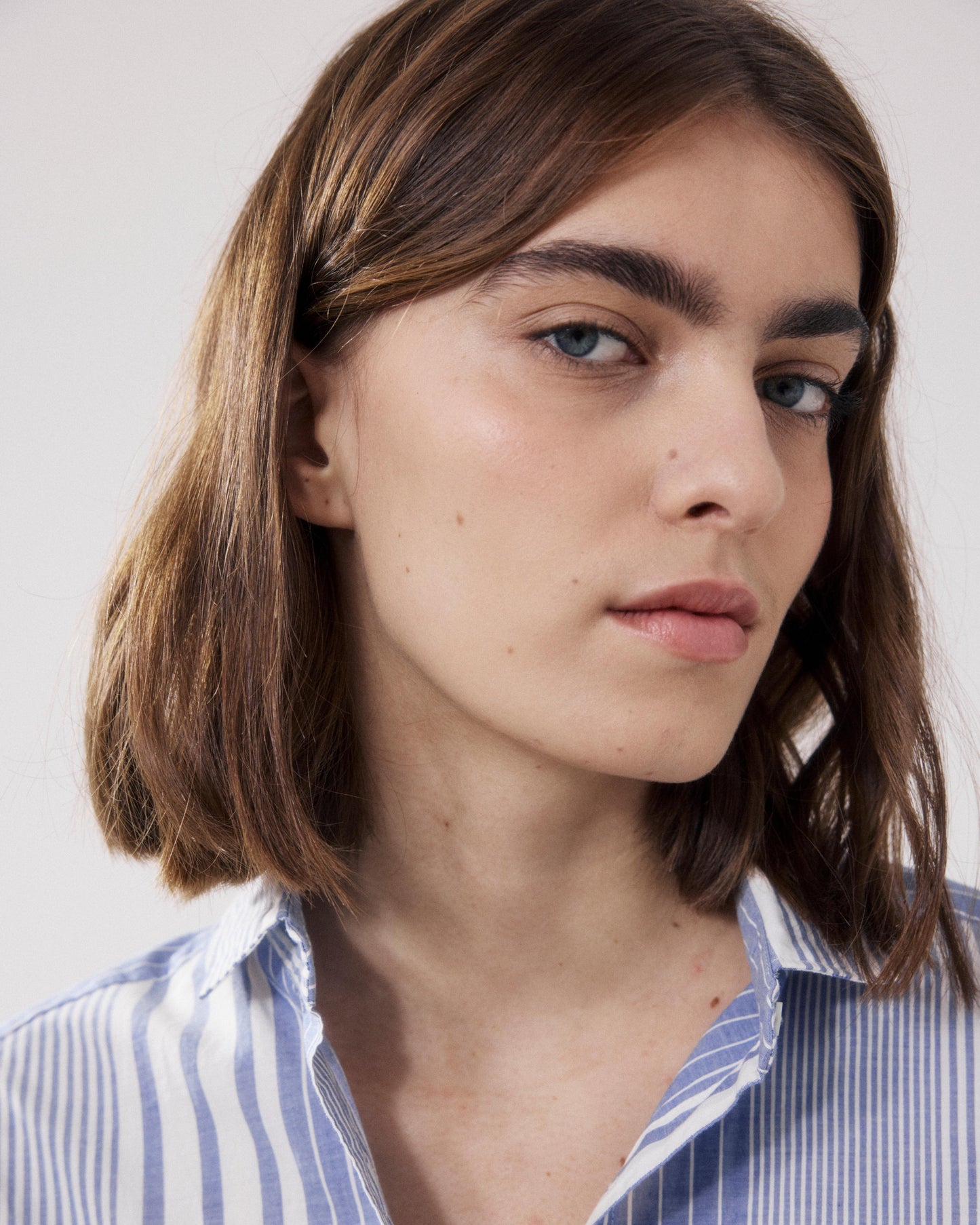 Chemise Femme en Coton Blanc & Bleu Charlot