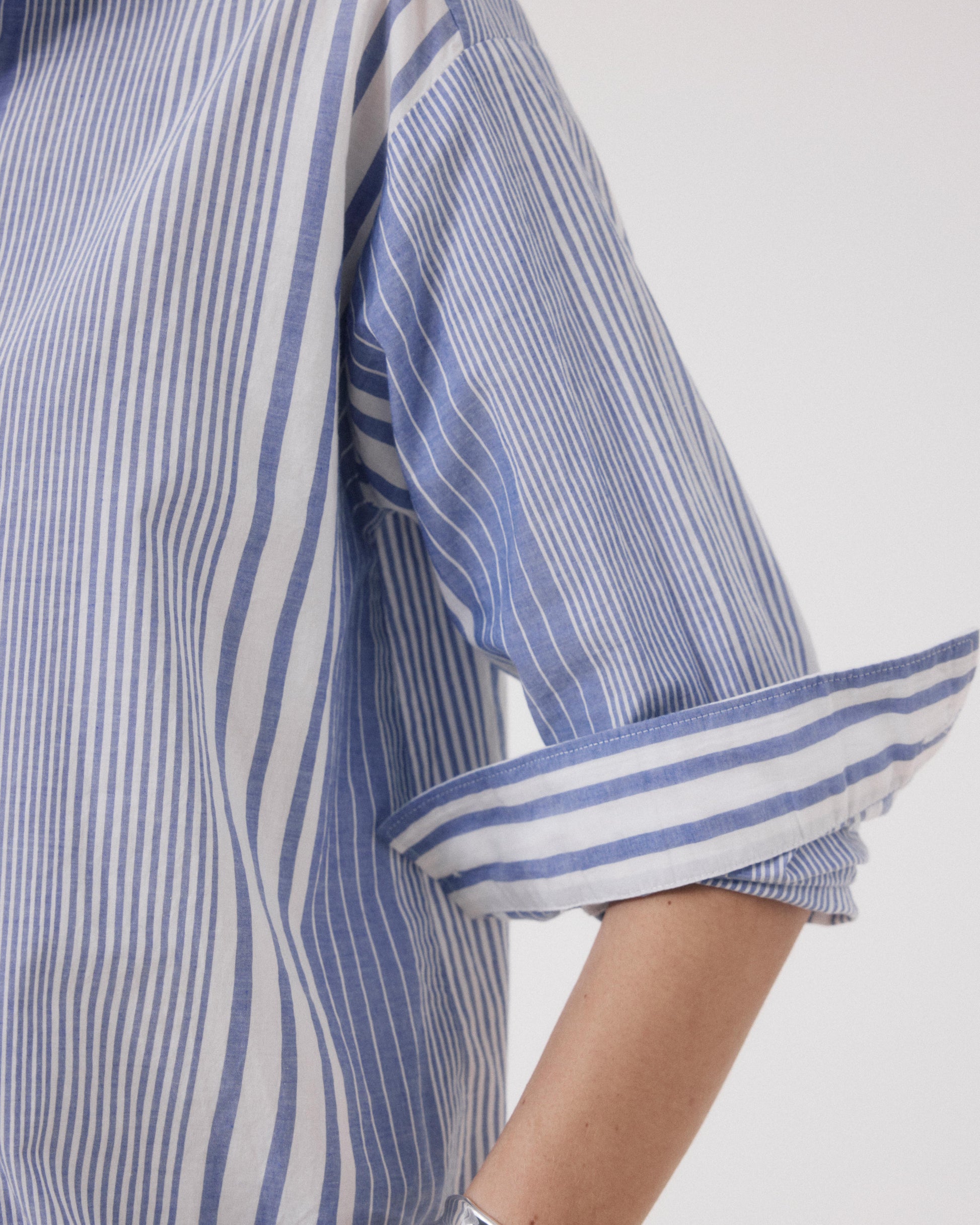 Chemise Femme en Coton Blanc & Bleu Charlot