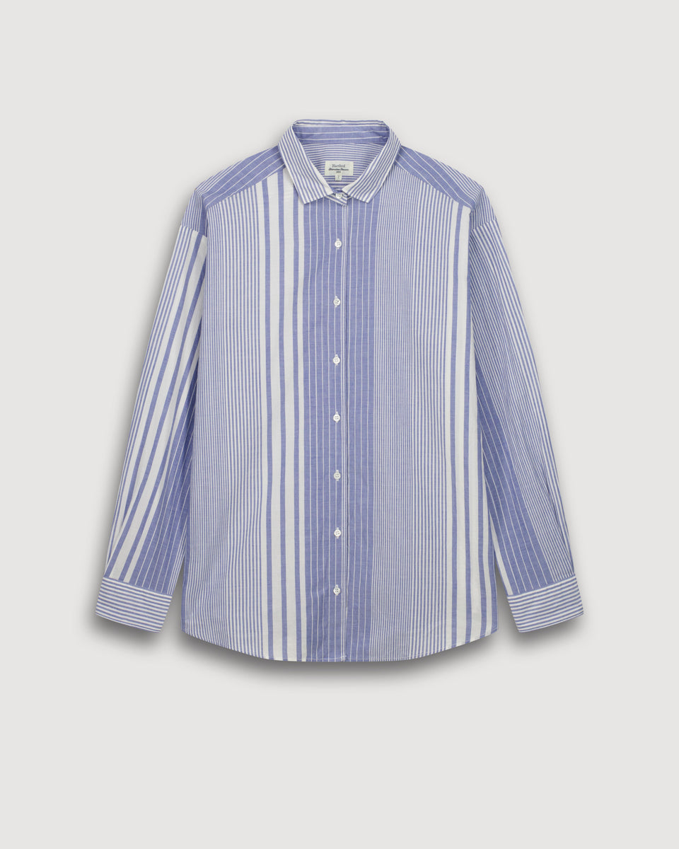 Chemise Femme en Coton Blanc & Bleu Charlot - Image 3