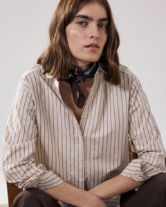 Chemise Femme en Popeline Beige & Marron Charlot