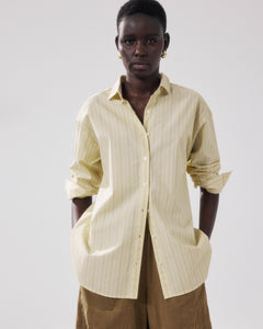 Chemise Femme en Popeline Jaune & Marron Charlot