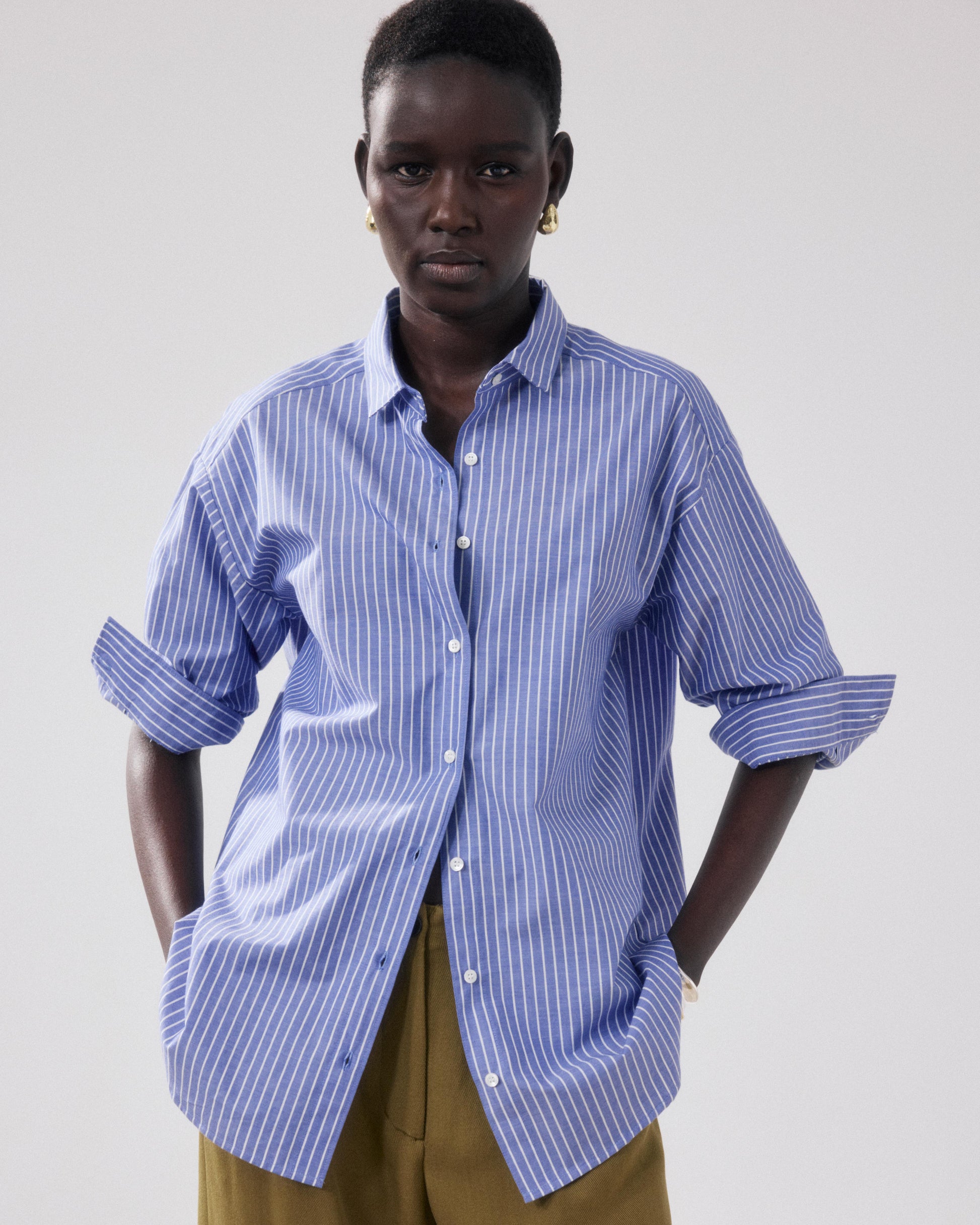 Chemise Femme en Popeline Bleu & Blanc Charlot