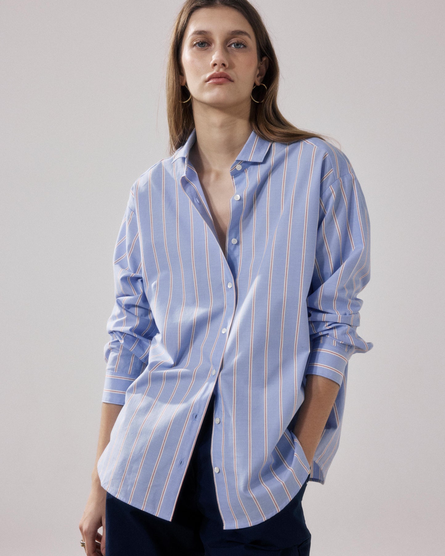 Chemise Femme en Popeline Bleu & Rouge Charlot