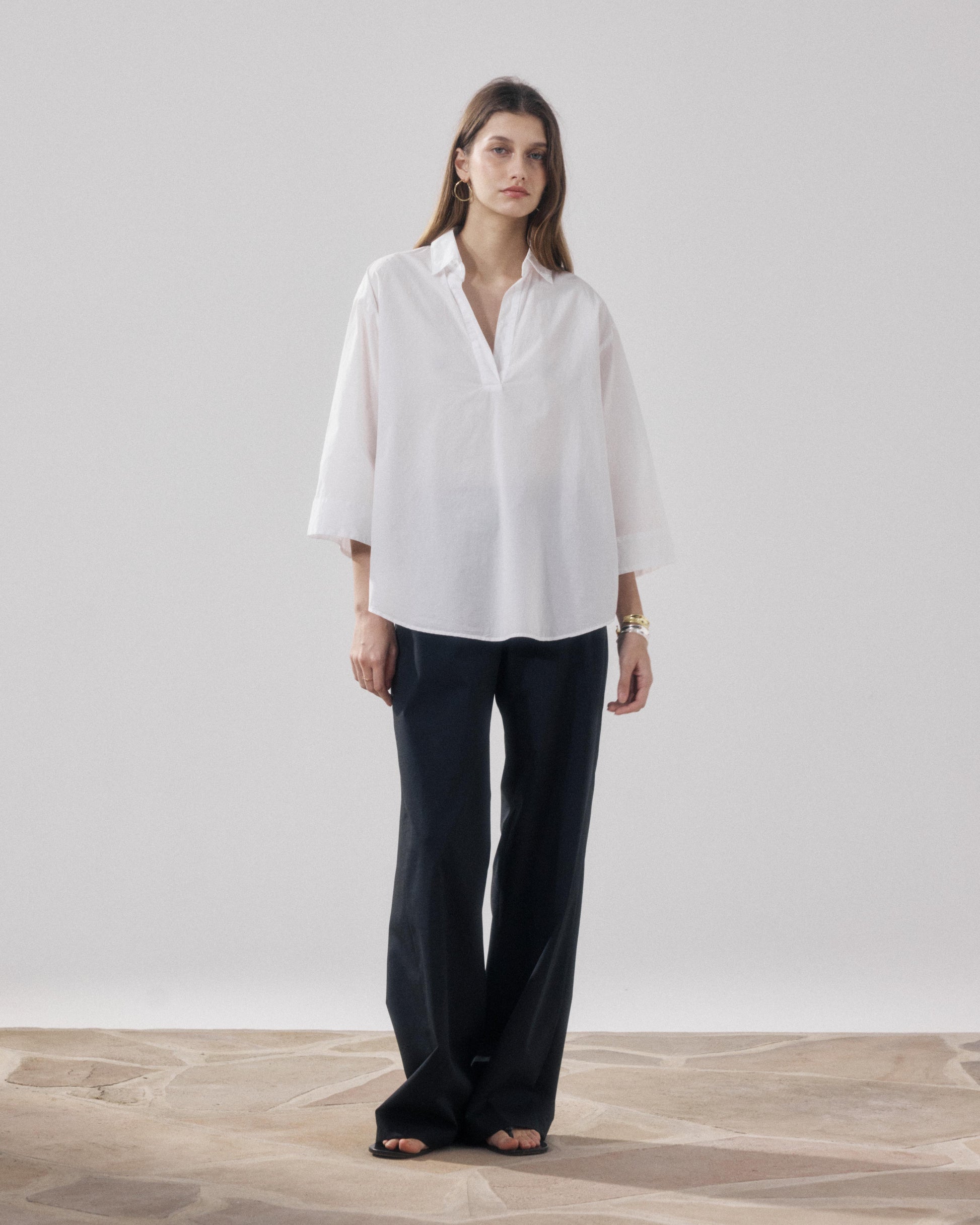 Women's Cola White Poplin Shirt