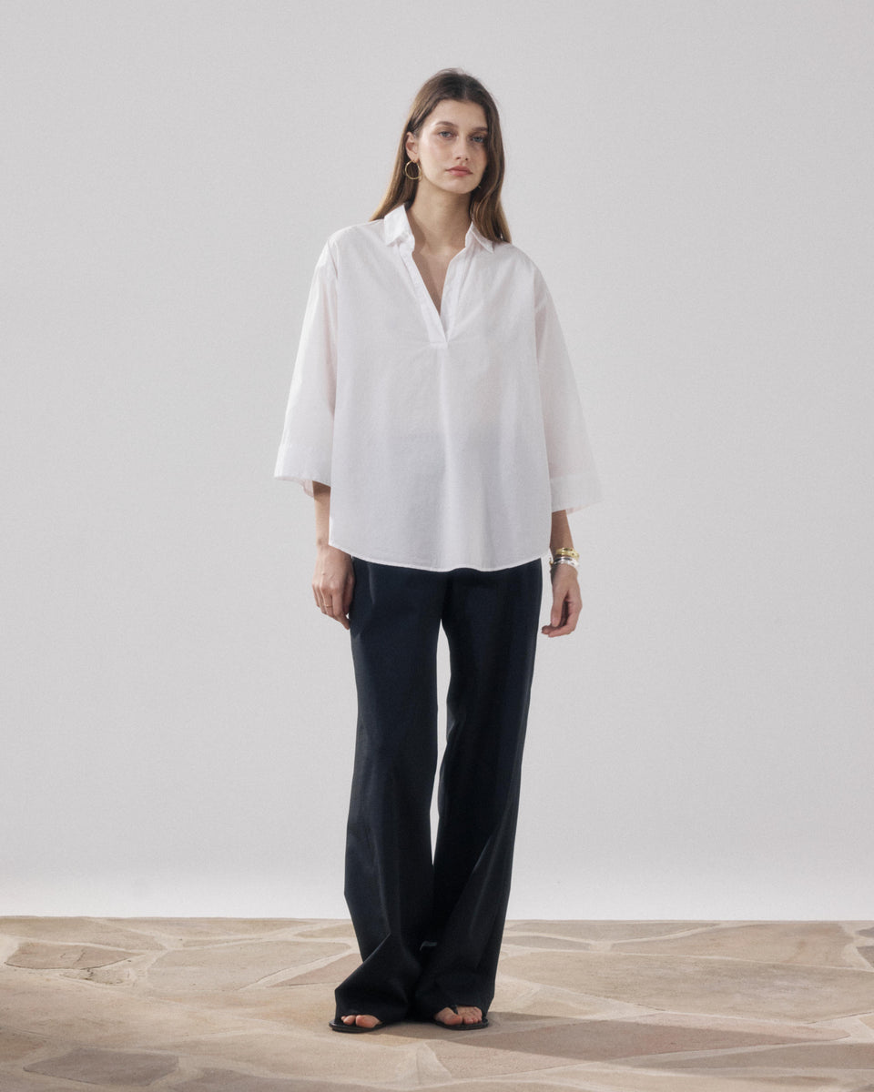 Blouse Femme en Popeline Blanc Cola - Image alternative