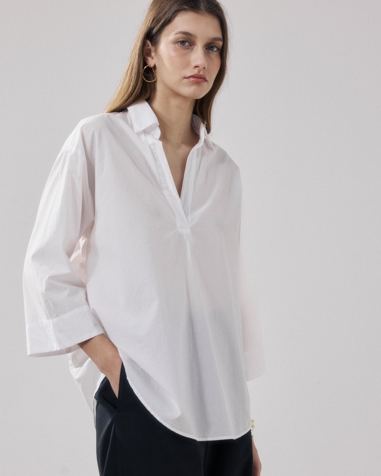 Women's Cola White Poplin Shirt