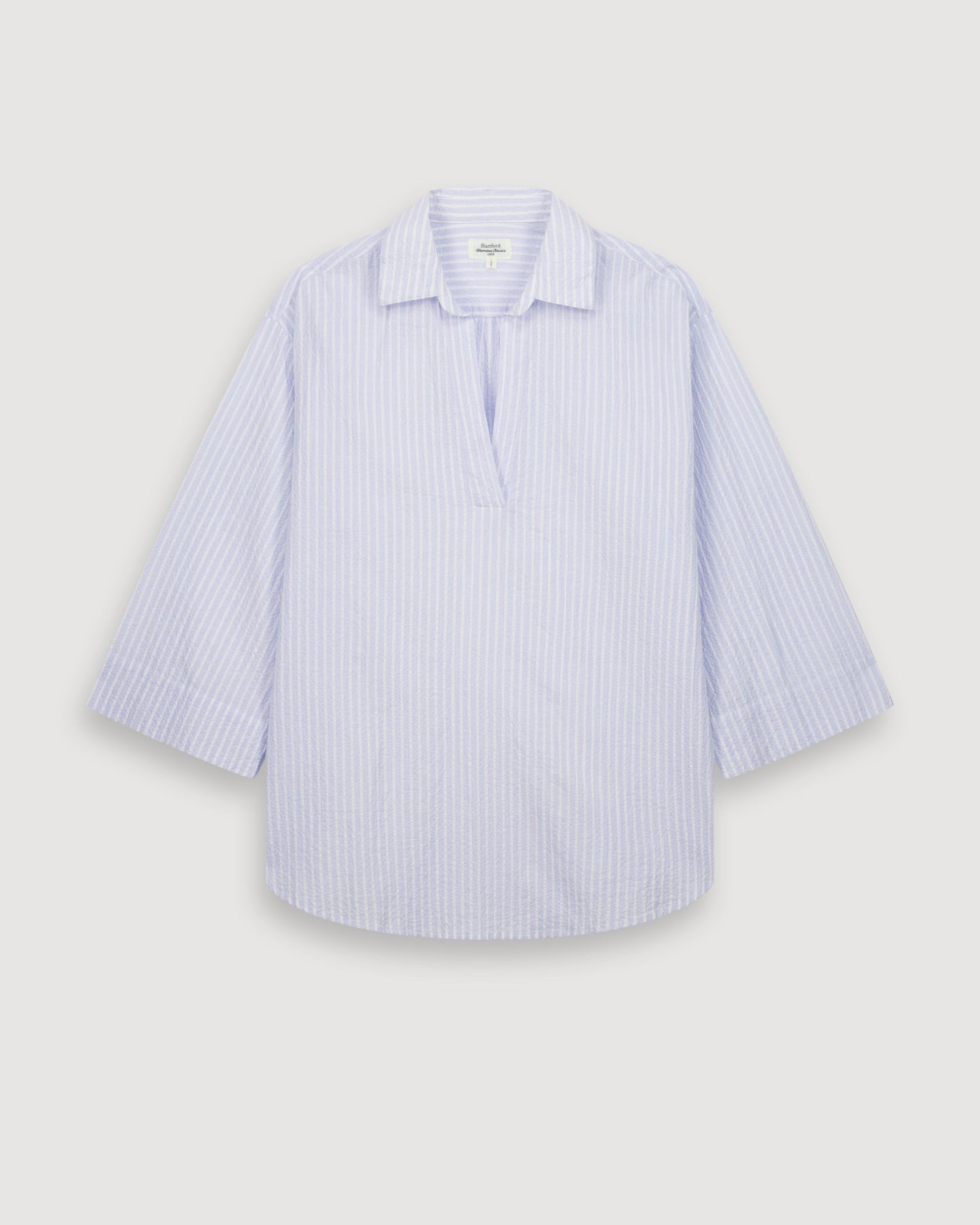 Chemise Femme en Seersucker Blanc & Bleu Cola