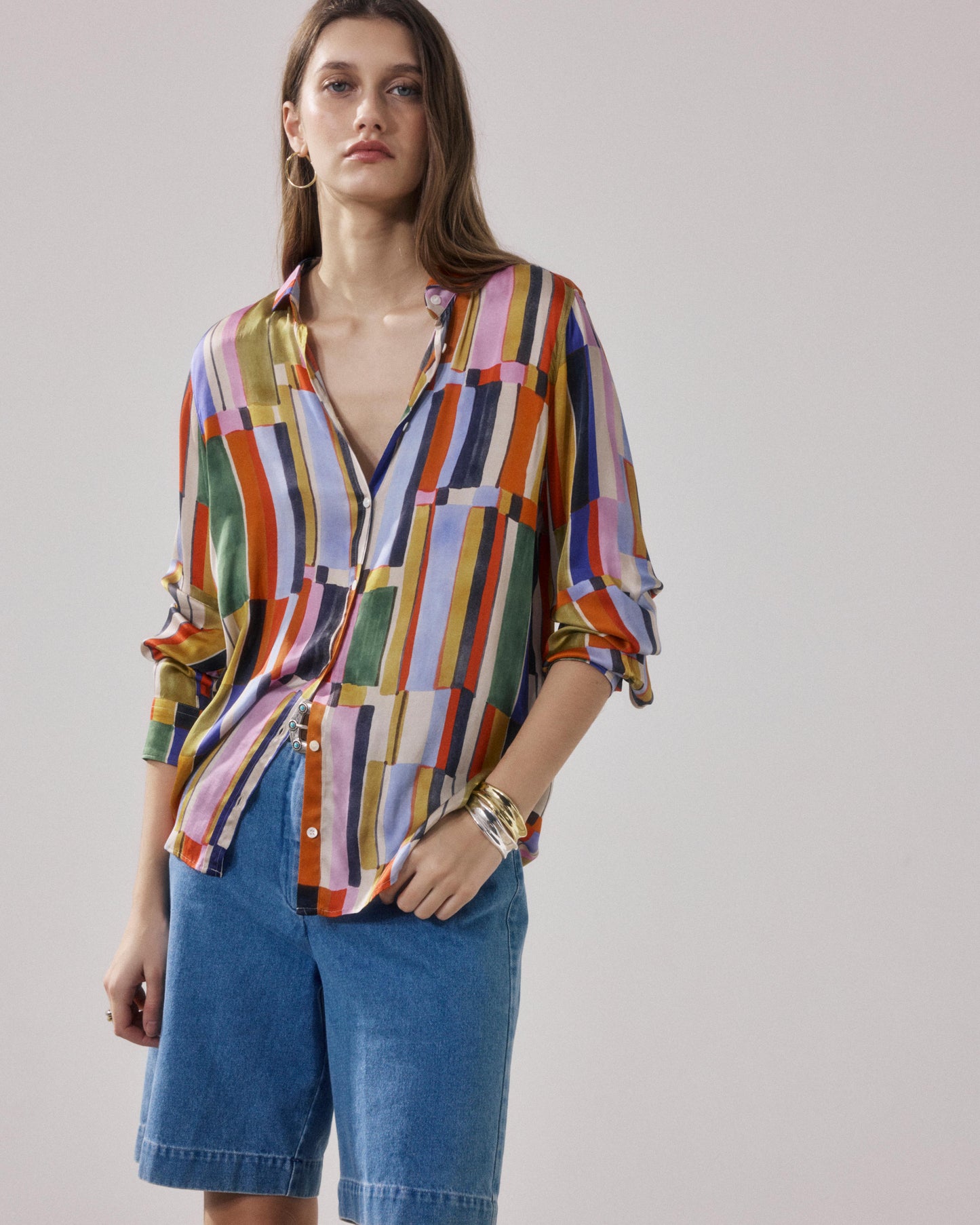 Chemise Femme en Viscose Imprimé Multicouleur Corazon