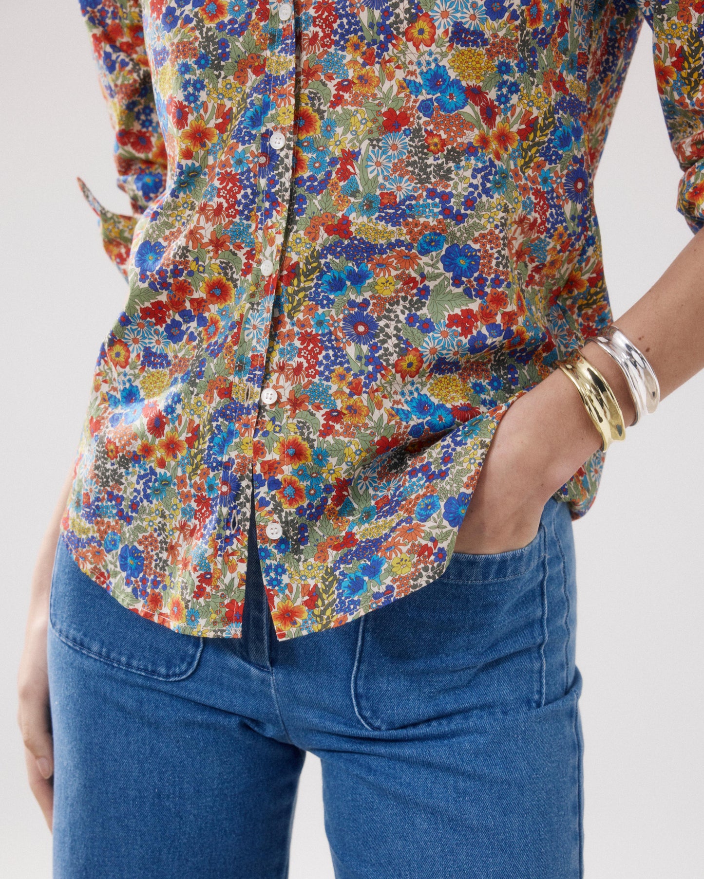 Chemise Femme en Coton Imprimé Liberty Multicouleur Corazon