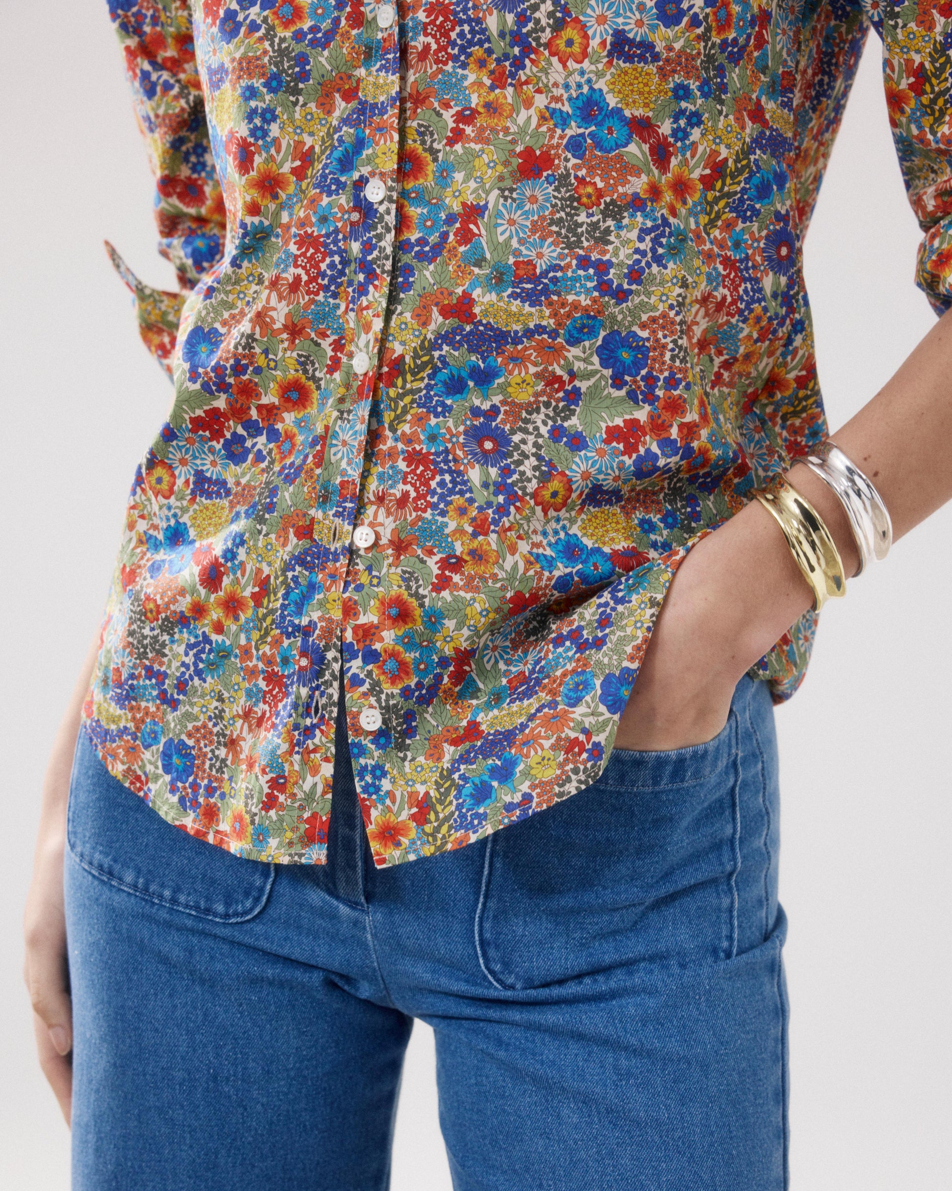 Chemise Femme en Coton Imprimé Liberty Multicouleur Corazon