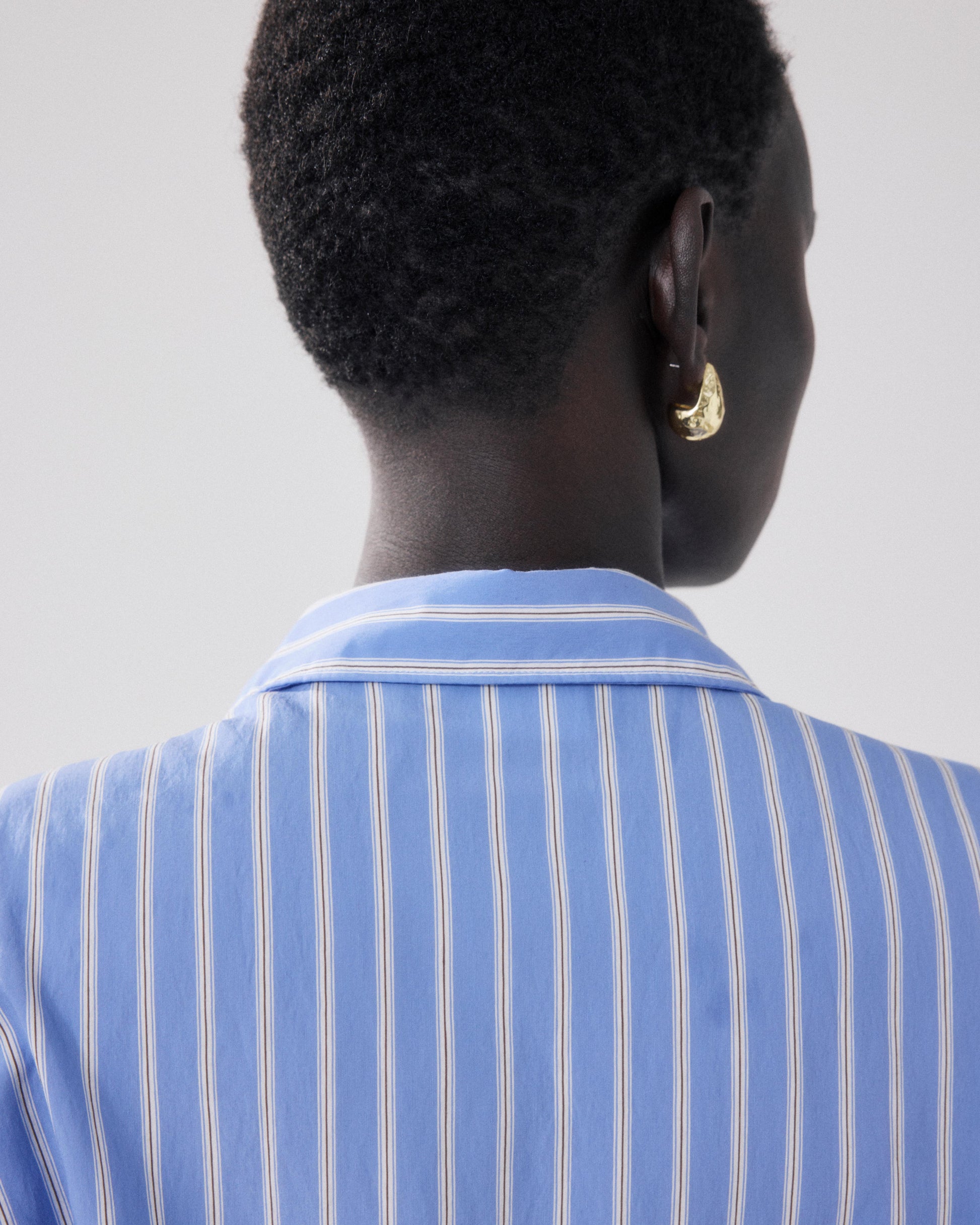 Chemise Femme en Viscose Bleu & Blanc & Marron Cosma