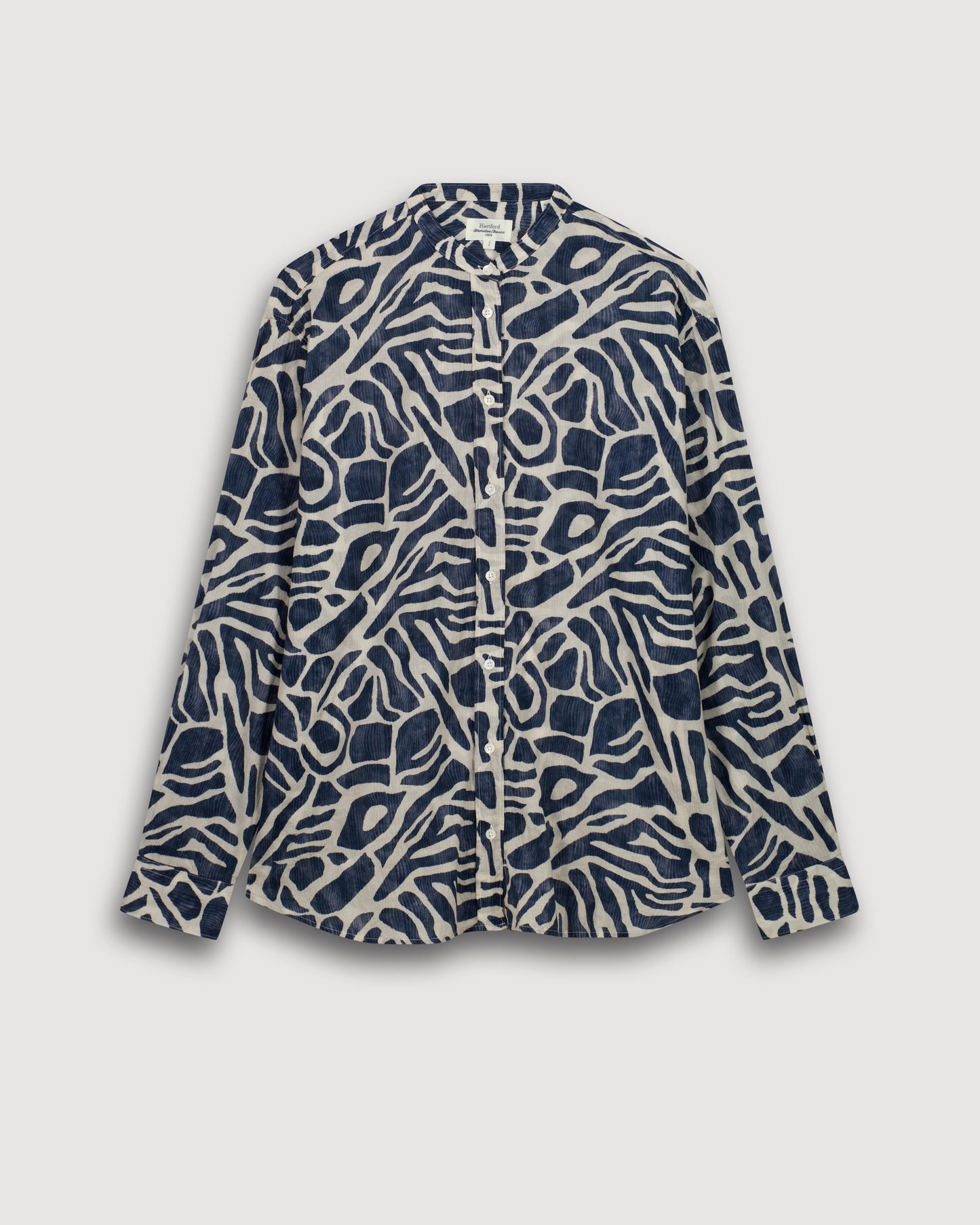 Chemise Femme en Coton Imprimé Beige & Bleu Cristal