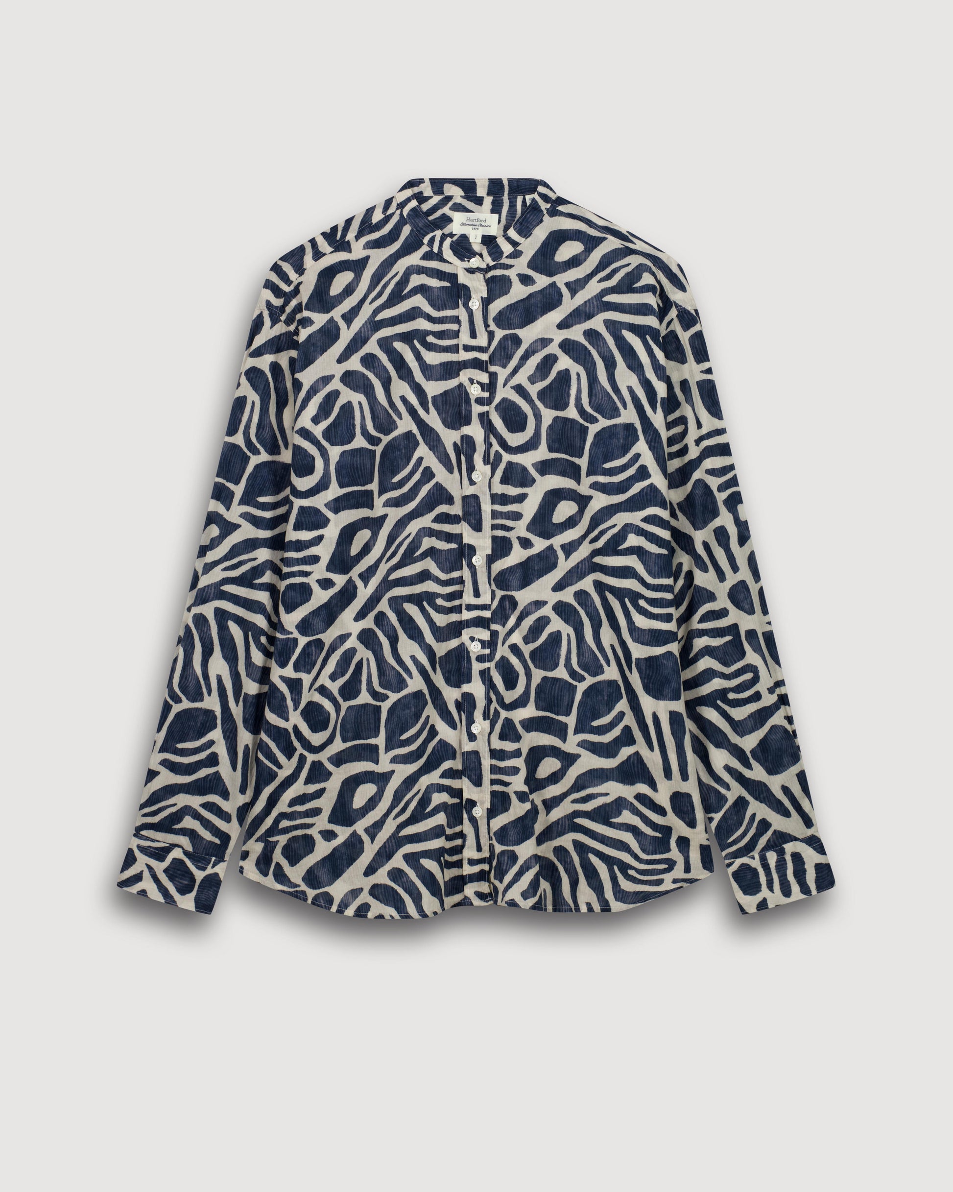 Chemise Femme en Coton Imprimé Beige & Bleu Cristal